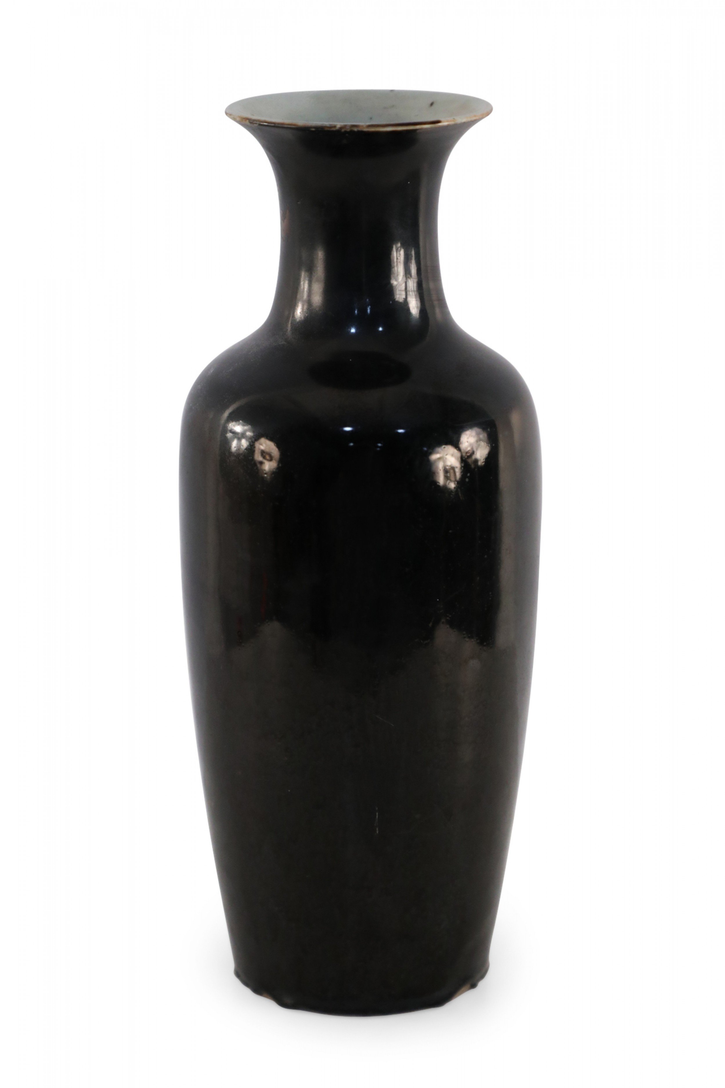 Chinese Tall Black Glazed Porcelain Vase