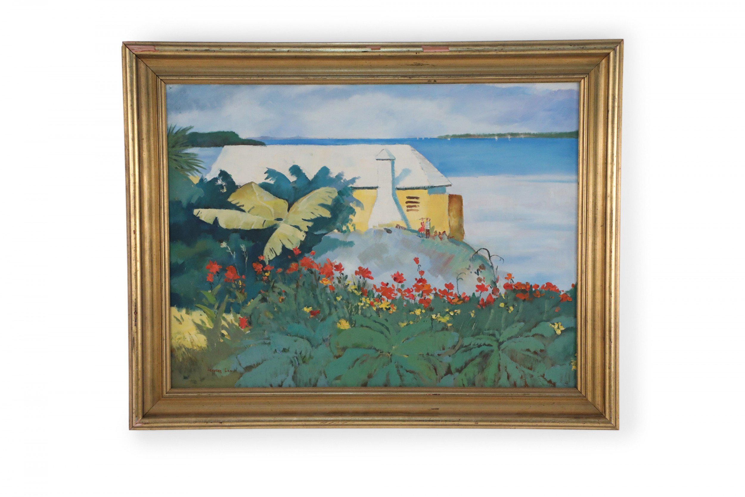 Framed Tropical Seascape Oil Painting