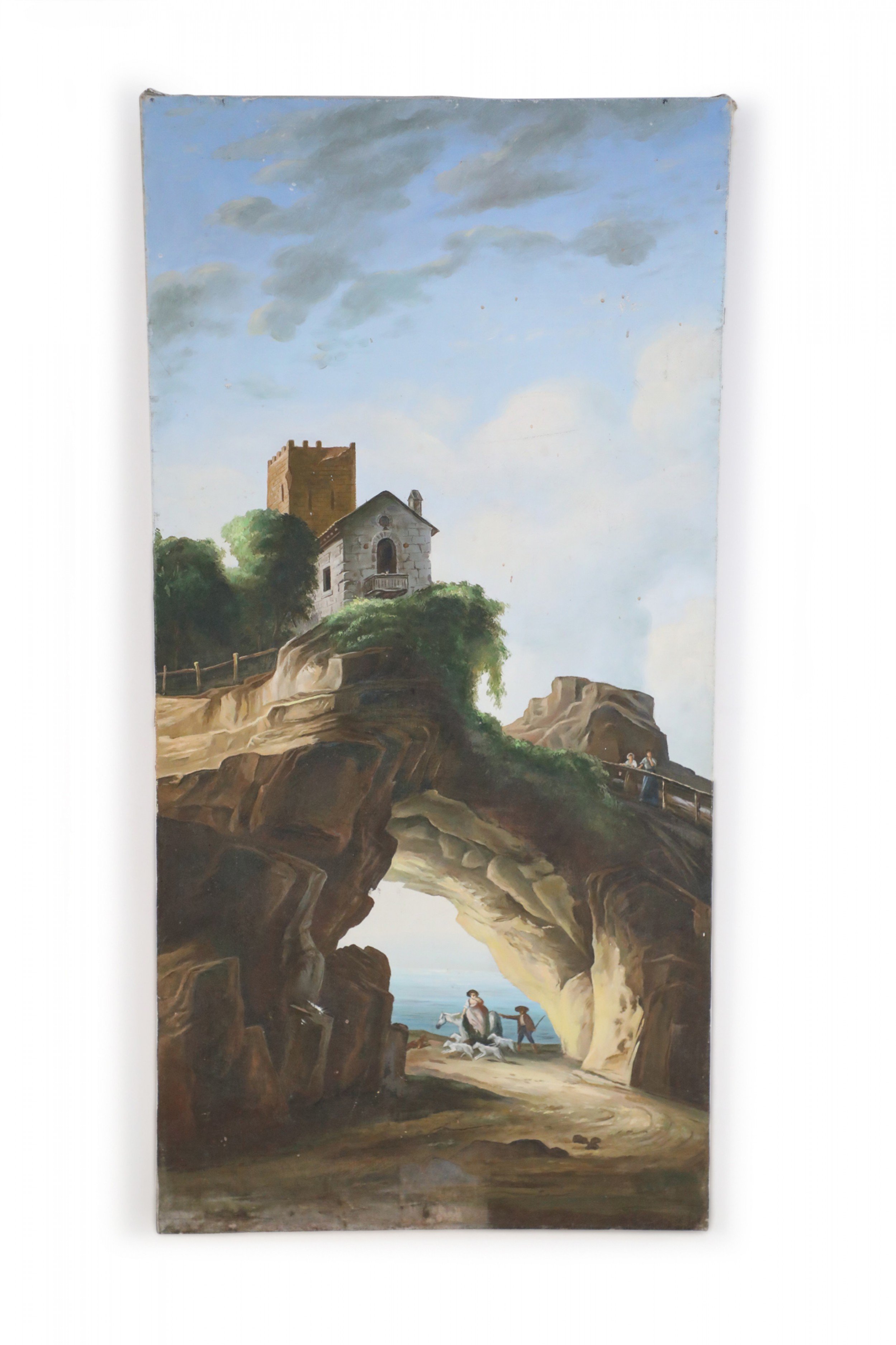 Seaside House on a Natural Stone Arch Oil Painting
