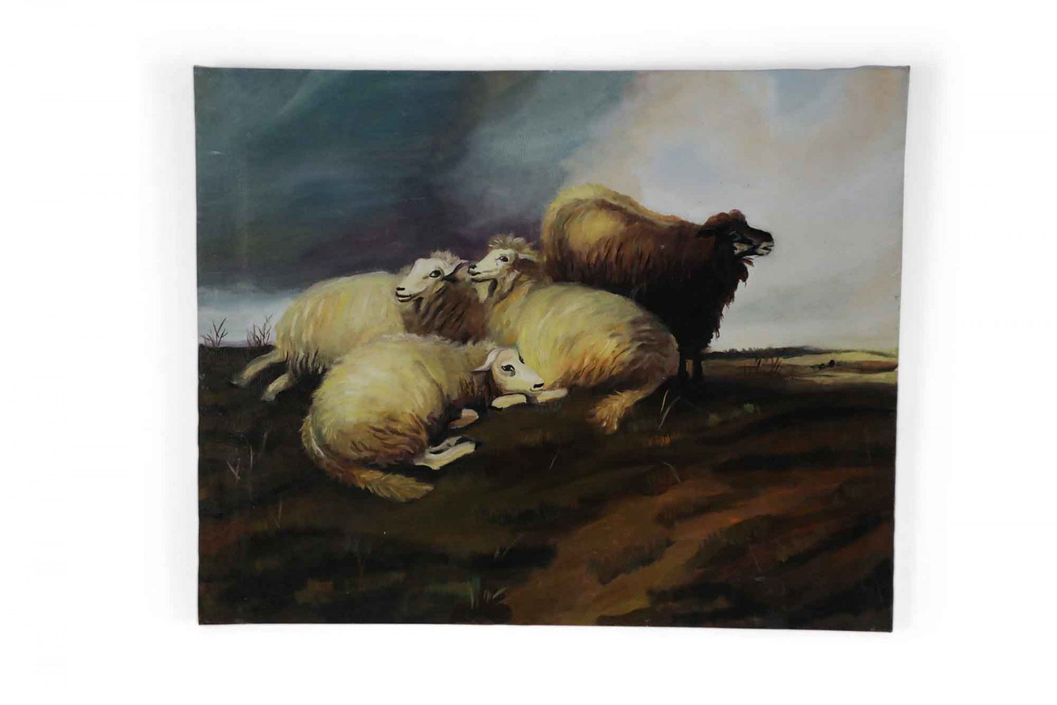 Group of Sheep in Field Oil Painting 1
