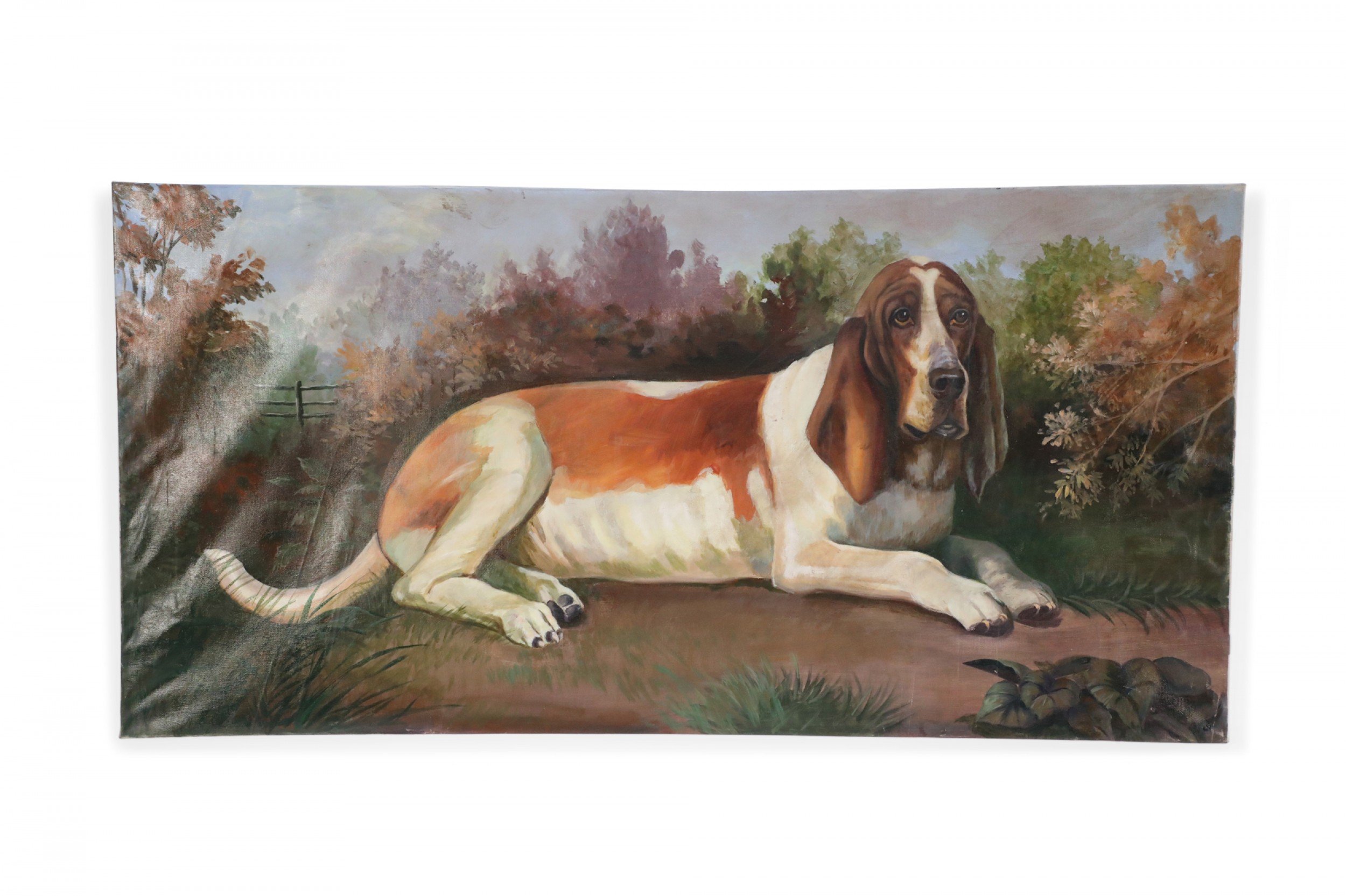 Portrait of a Basset Hound in Nature Painting