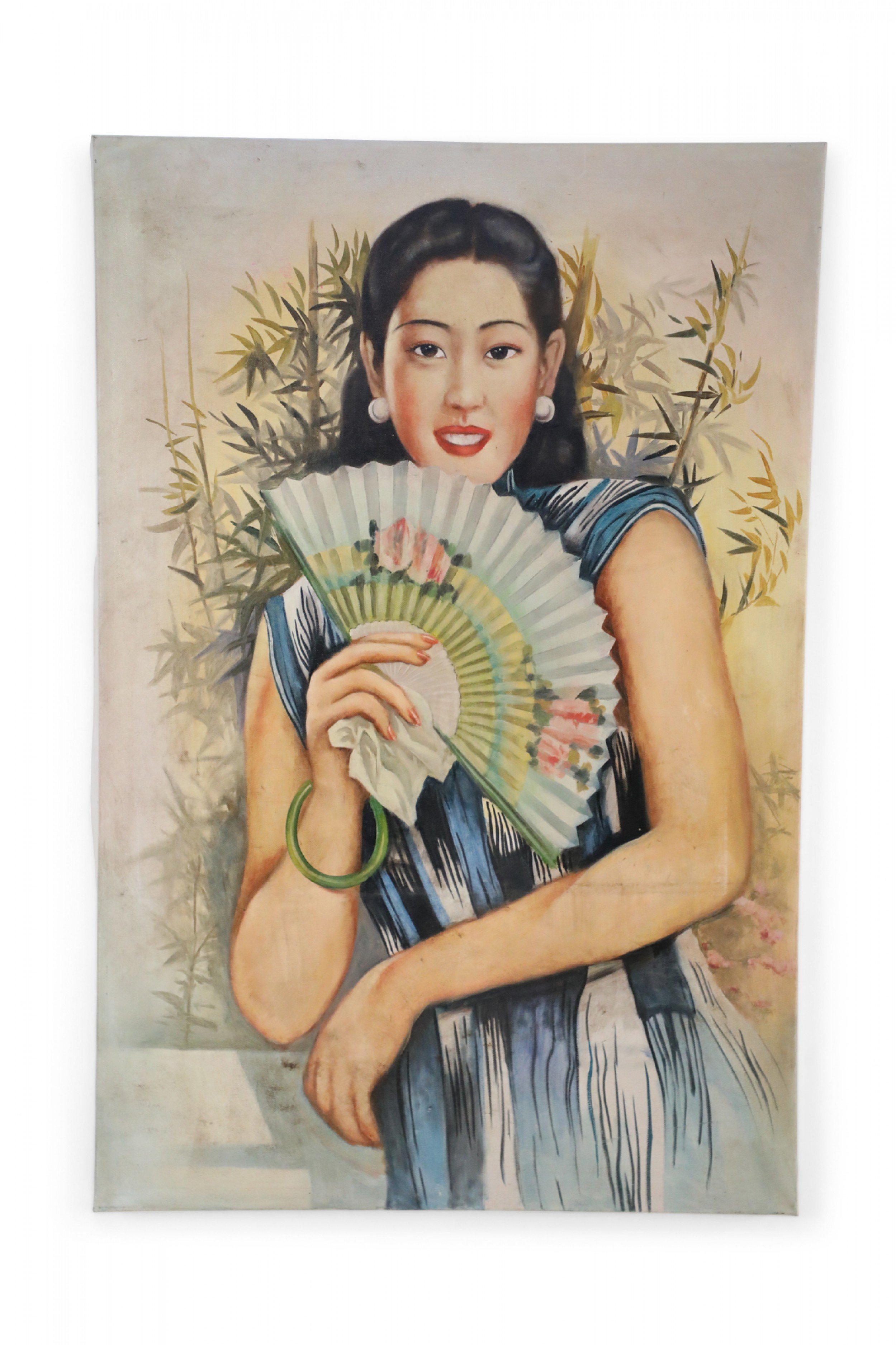 Woman with Paper Fan Portrait Painting