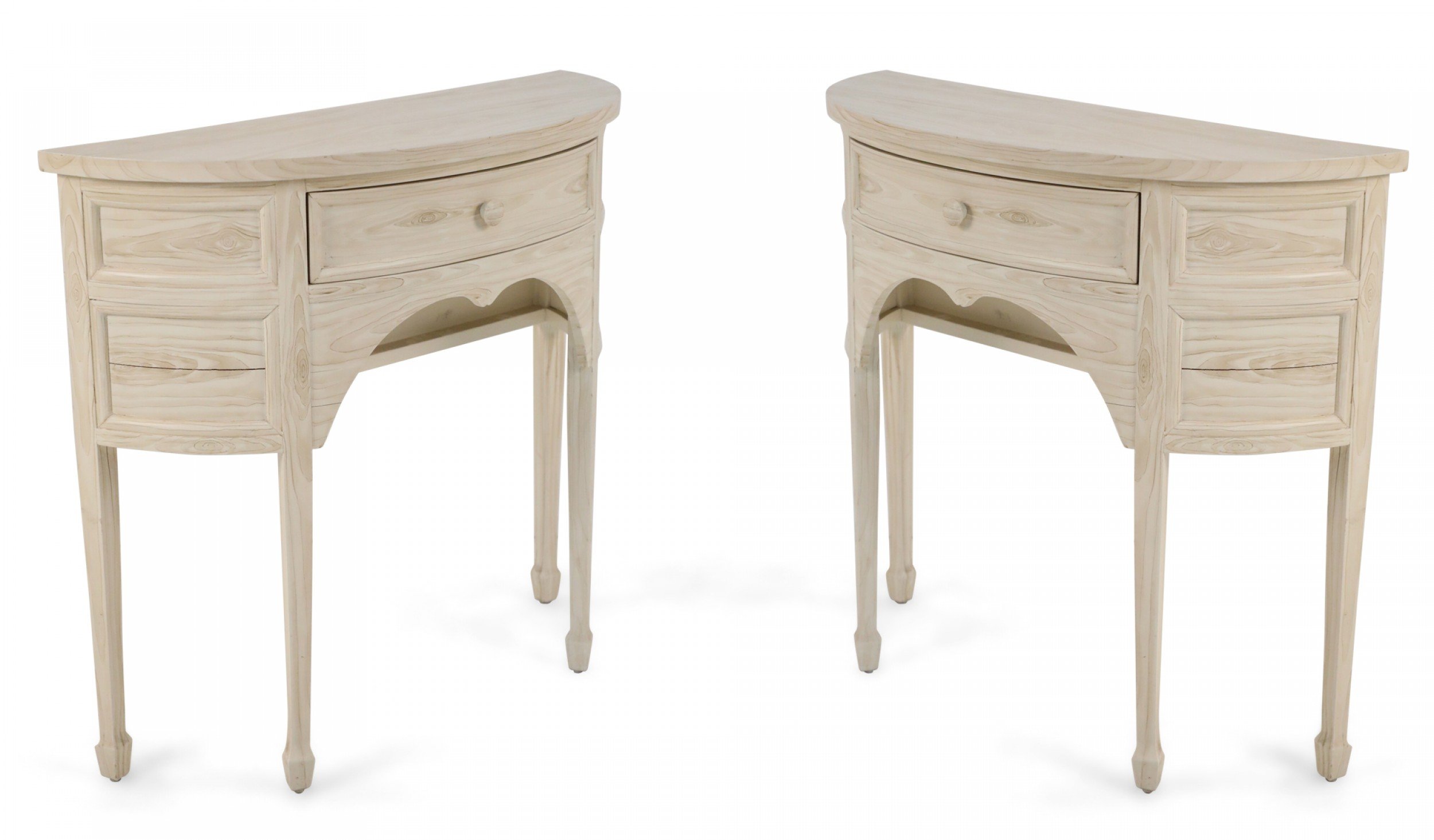 Pair of French Provincial Style Painted Demilune Console Tables