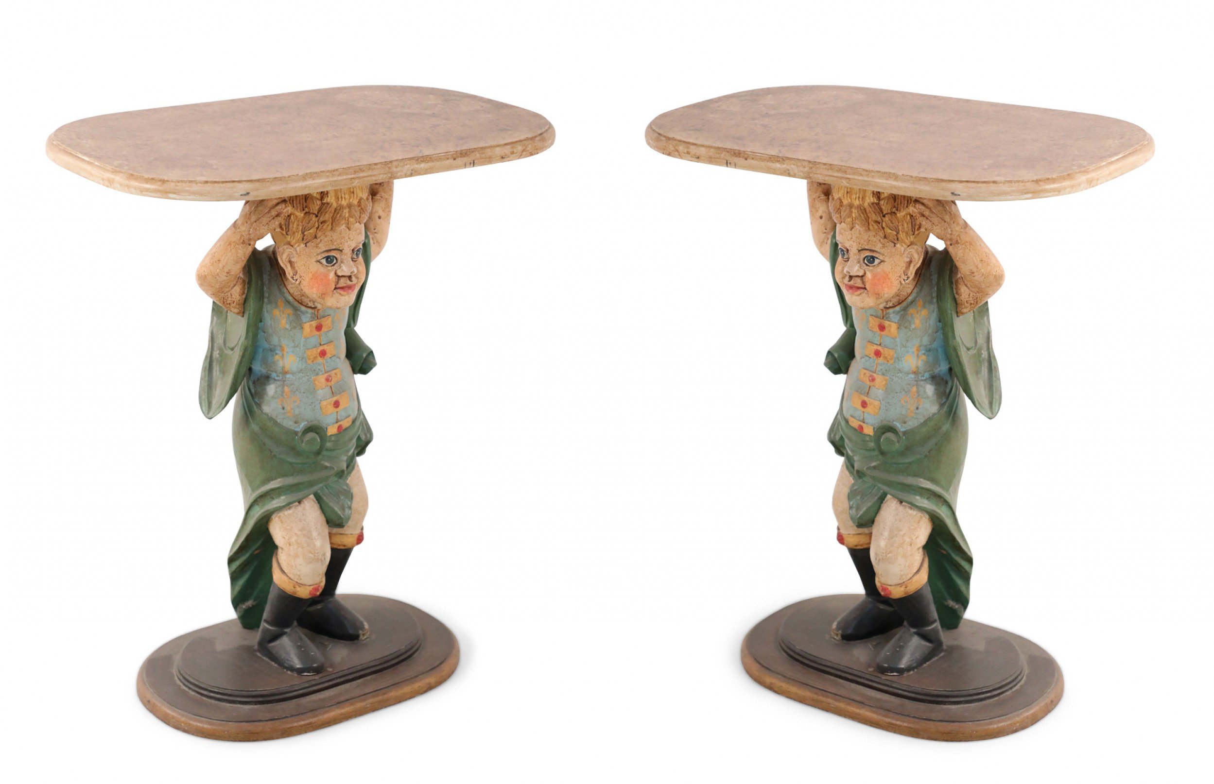 Pair of Italian Venetian Style Figurative Side Tables