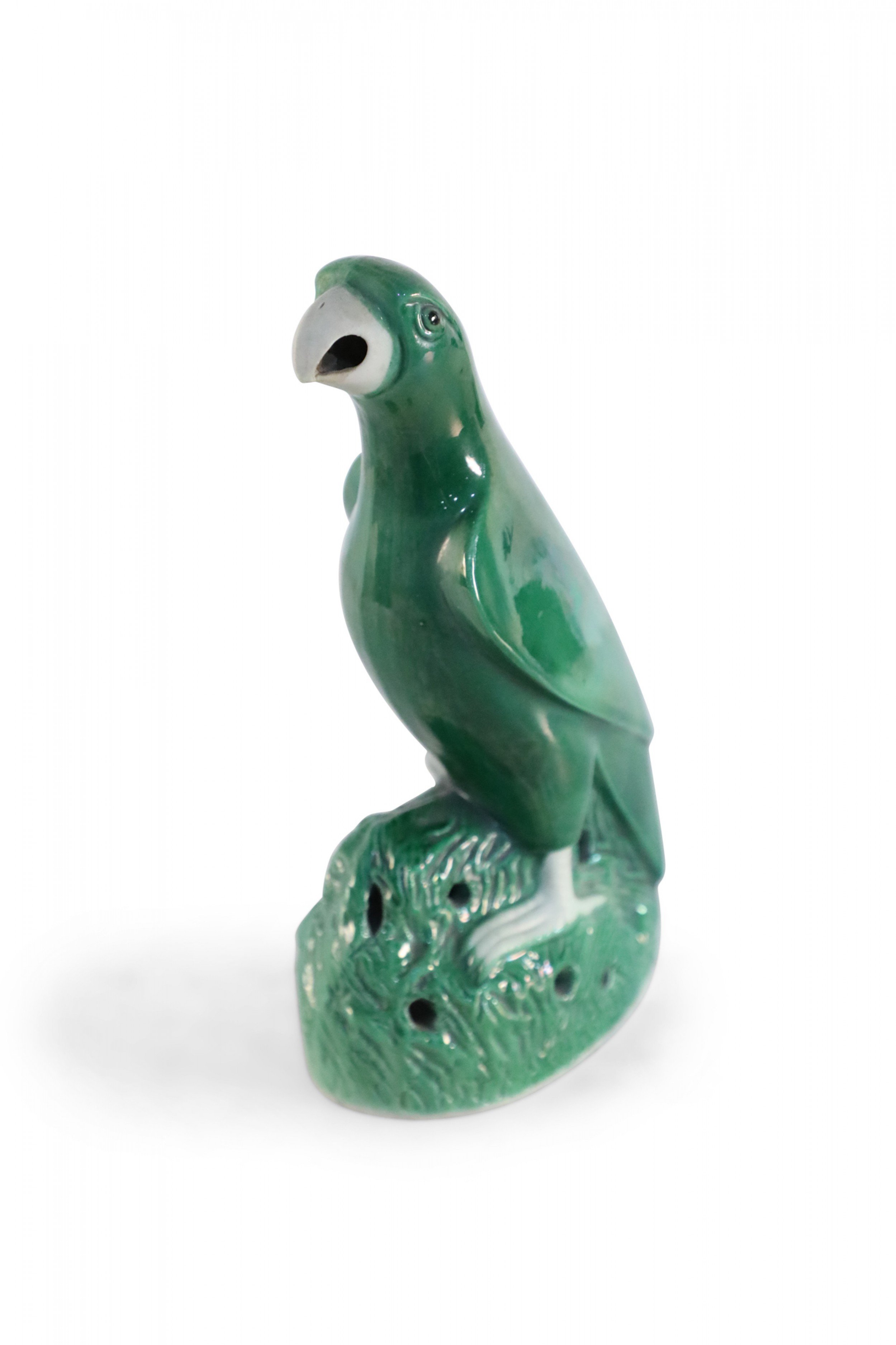 Chinese Green Glazed Porcelain Parrot Statue