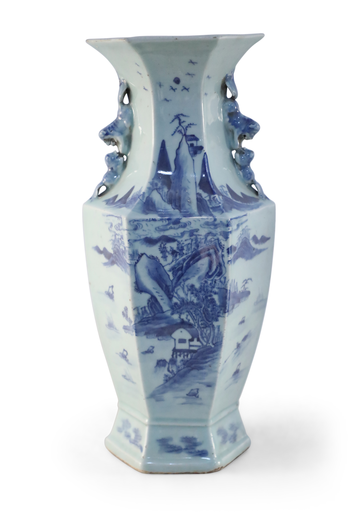 Chinese Blue and White Hexagonal Porcelain Vase