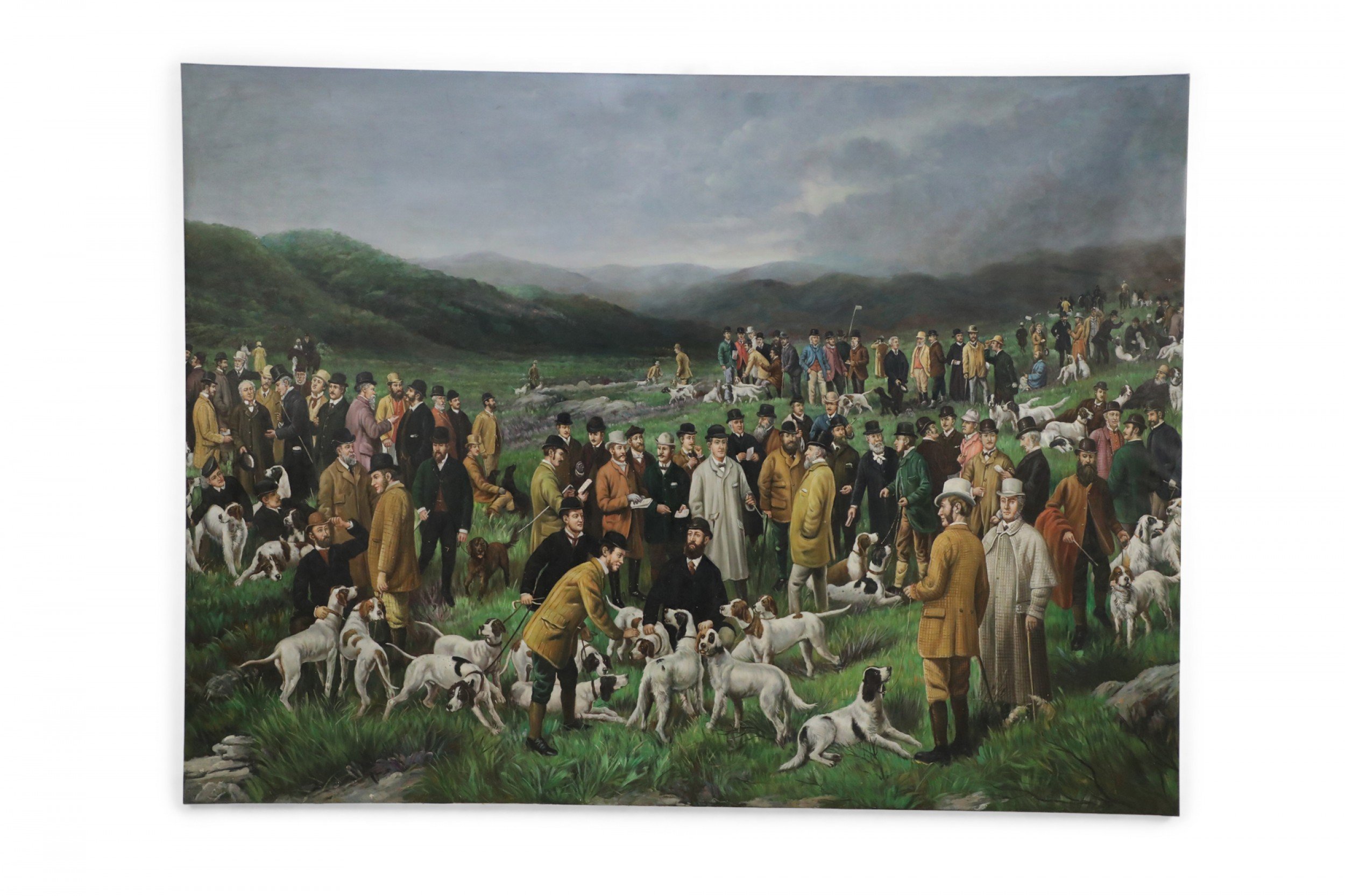 Men and Dogs Gathering for the Hunt Painting