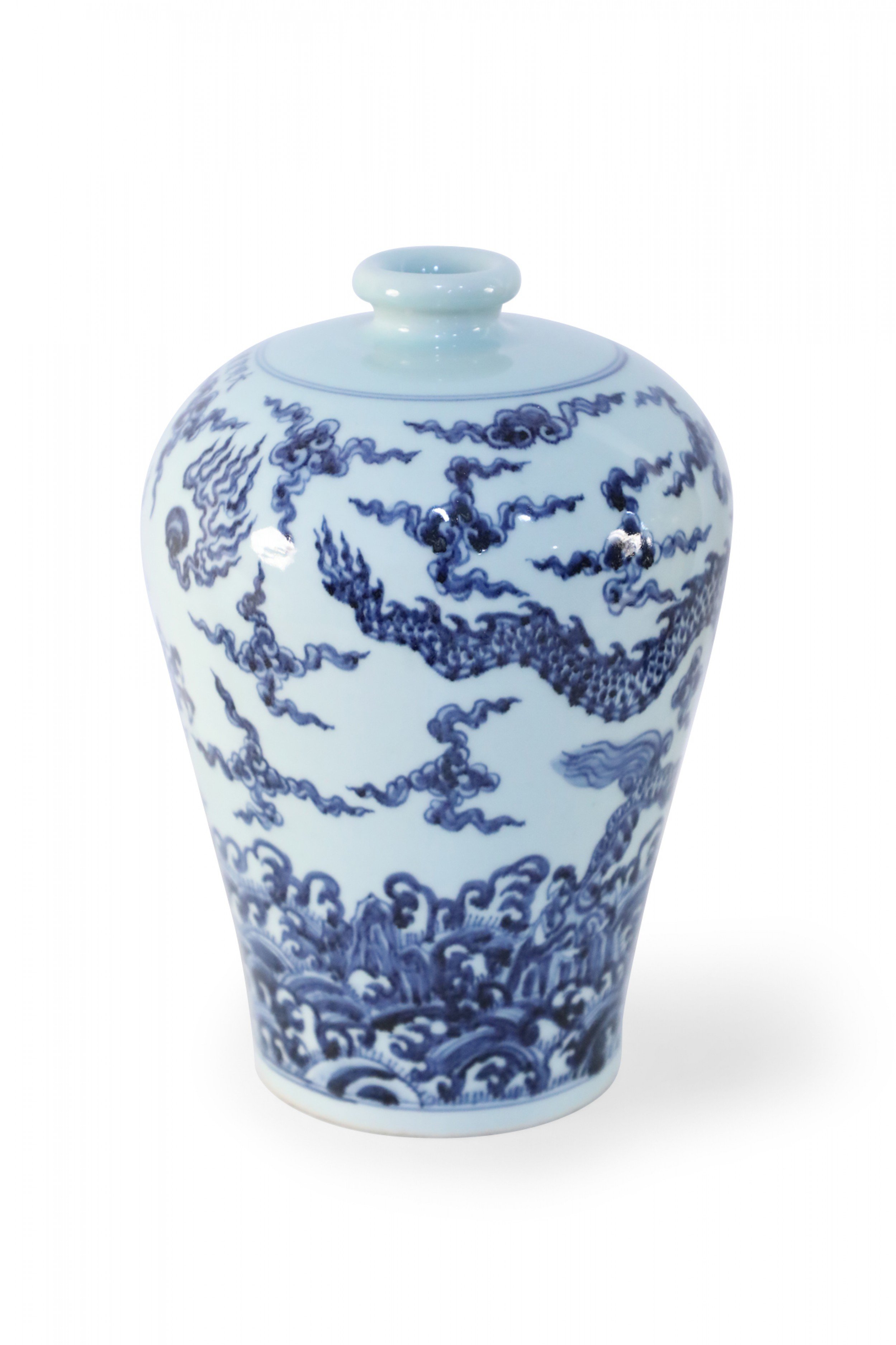 Chinese Blue and White Dragon Meiping Vase