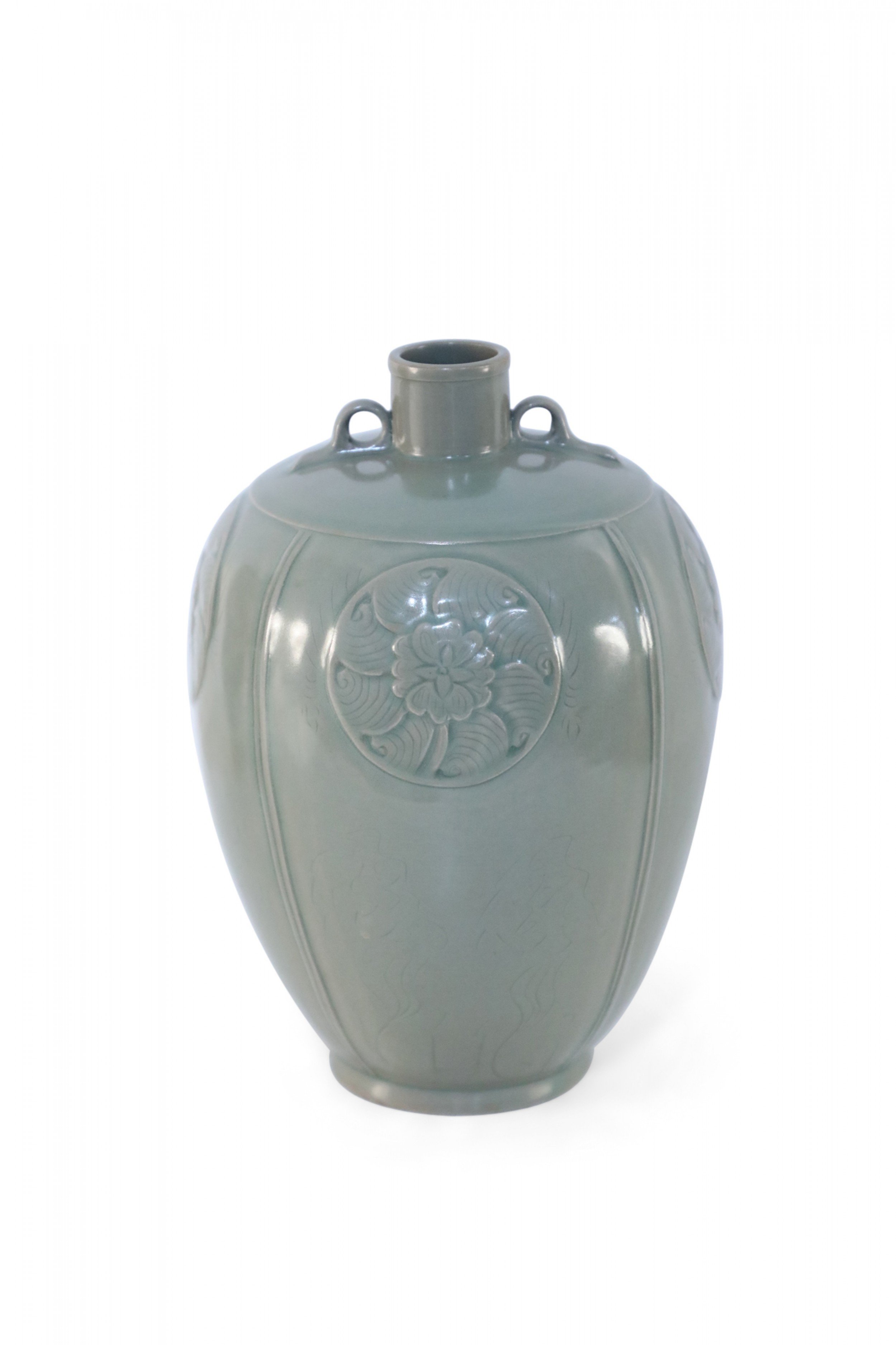 Chinese Gray Incised Meiping Ceramic Vase