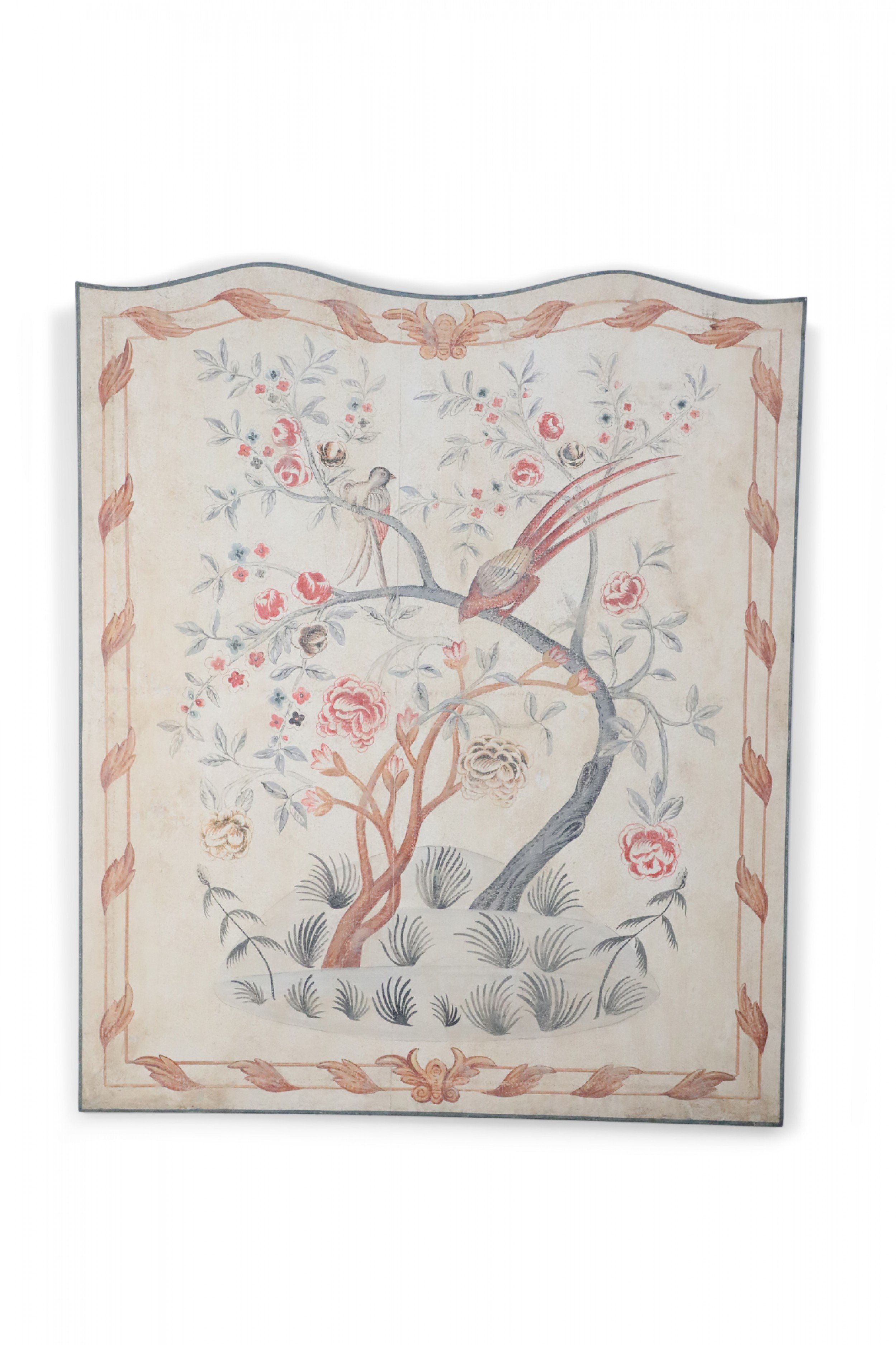 Birds in Flowering Tree Painted Panel
