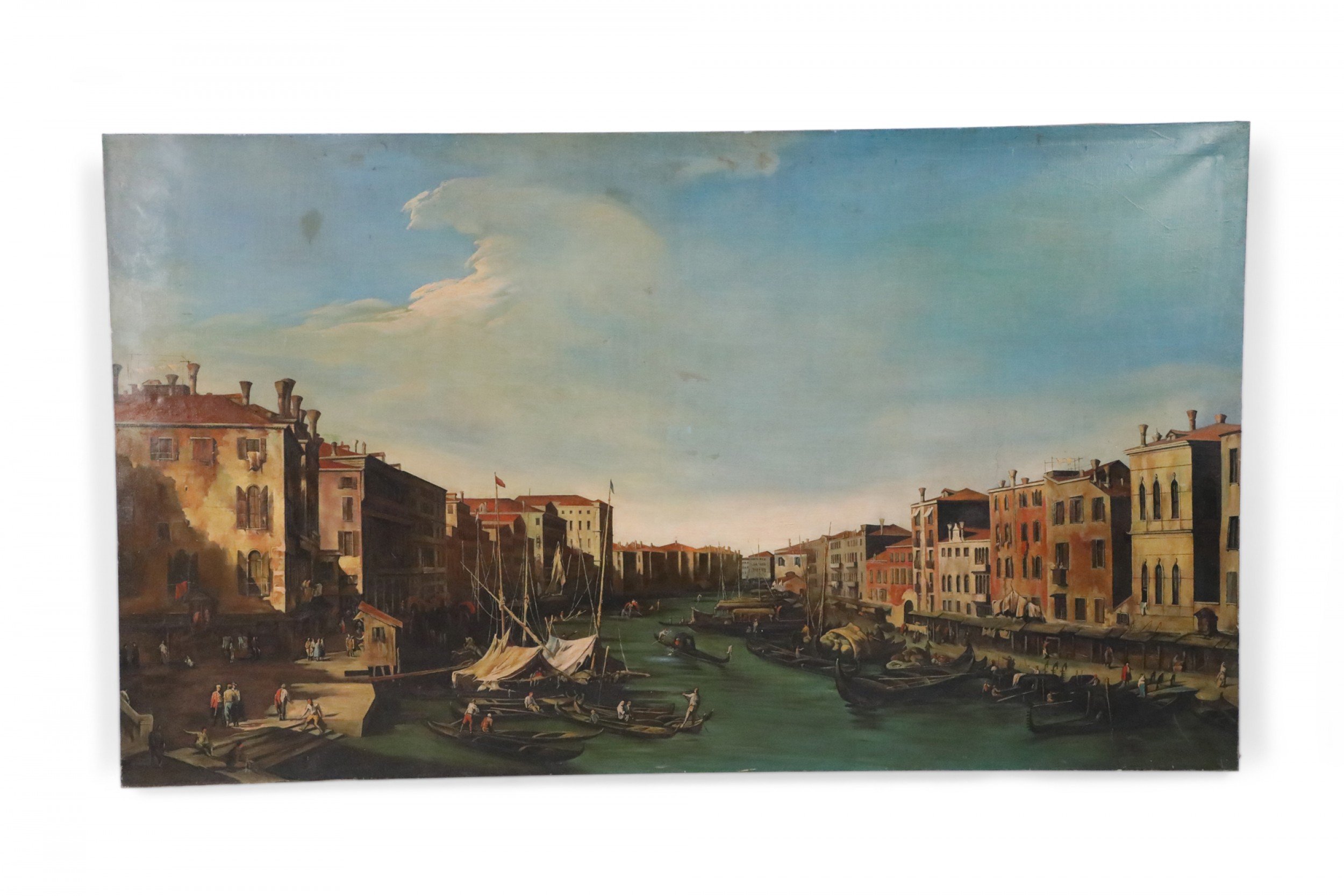 Italian Canal and Village Golden Hour Painting