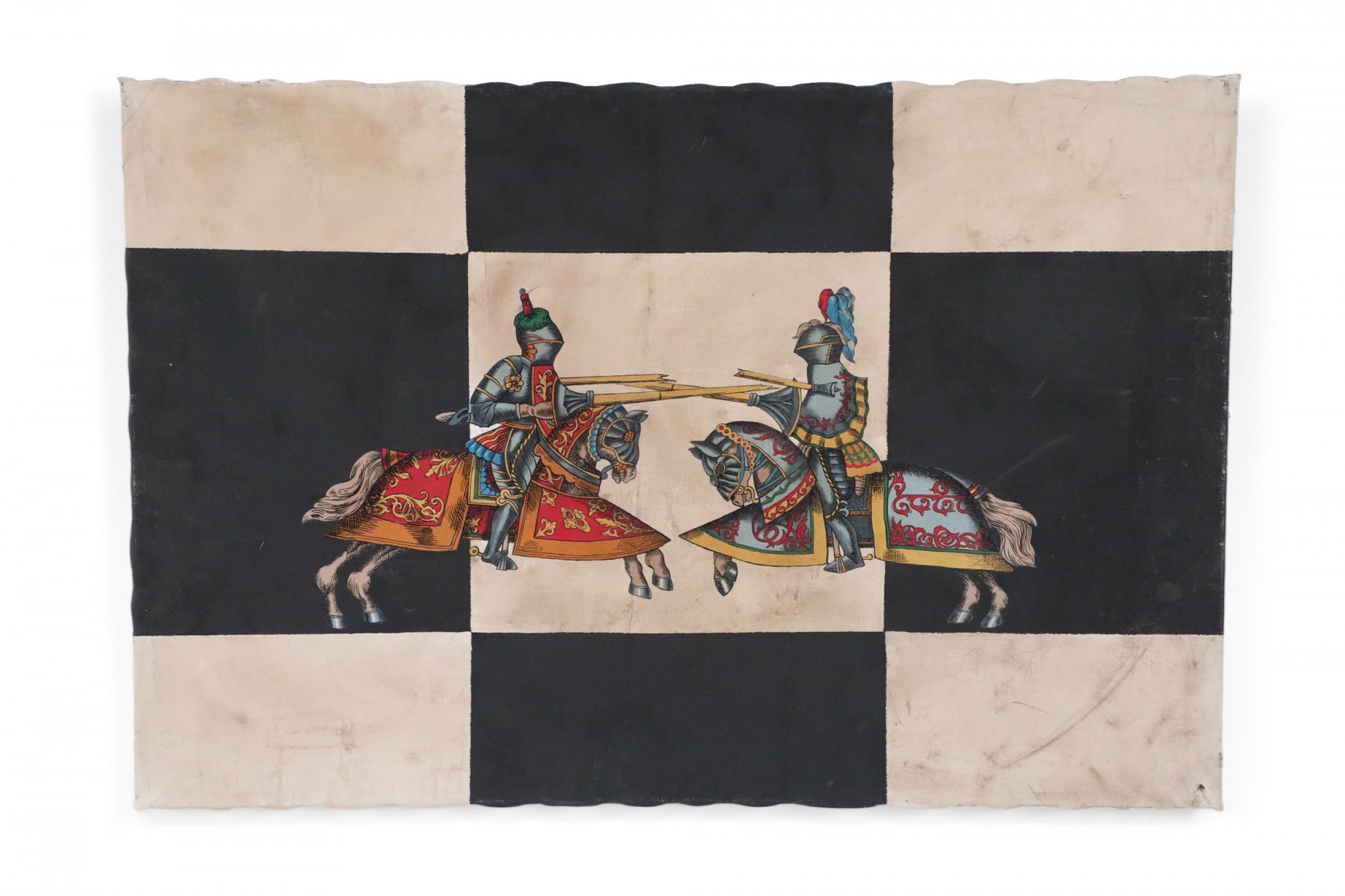 Jousting Knights on Chequered Ground Painting