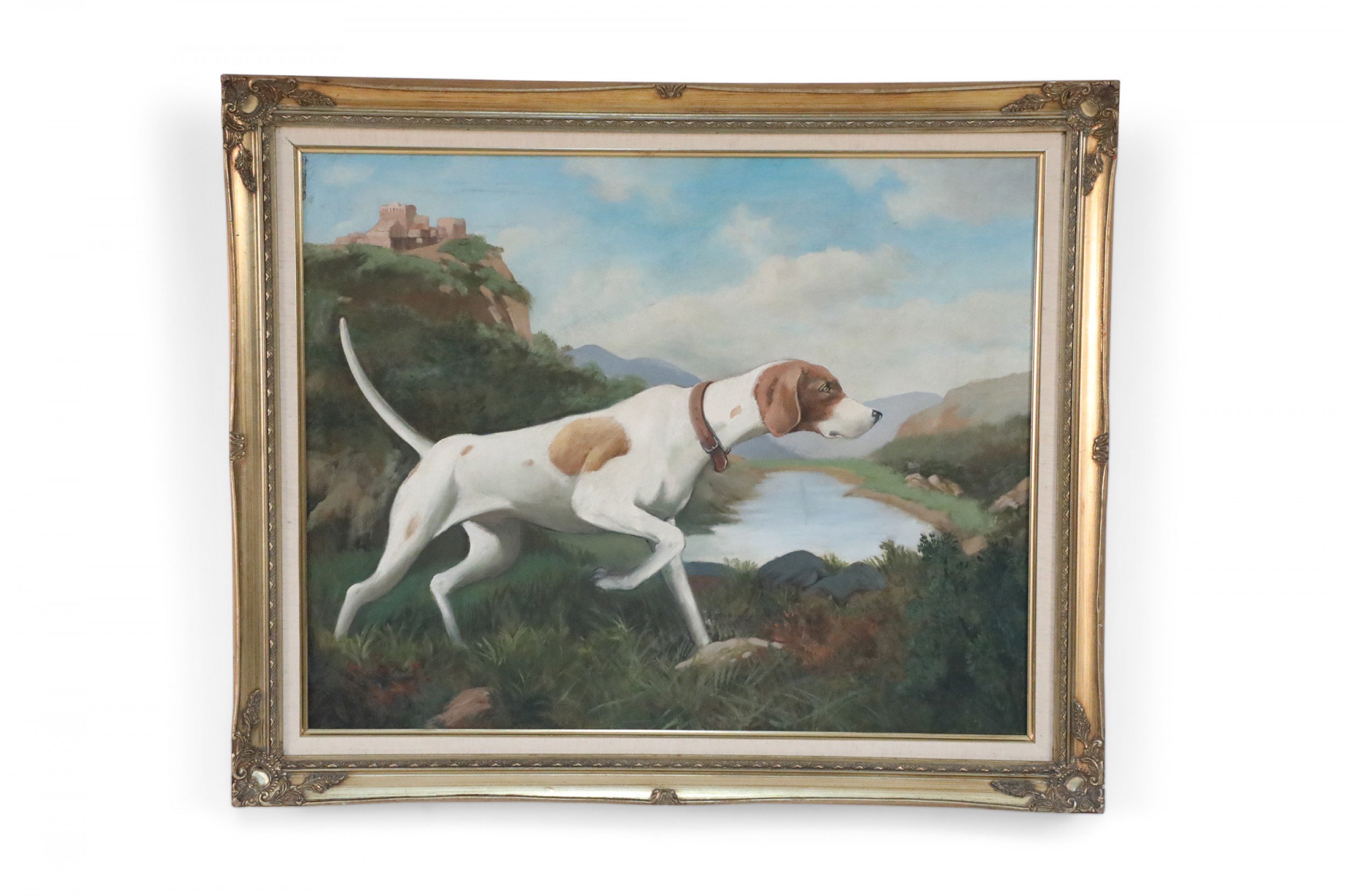 Brown and White Pointing Dog Painting