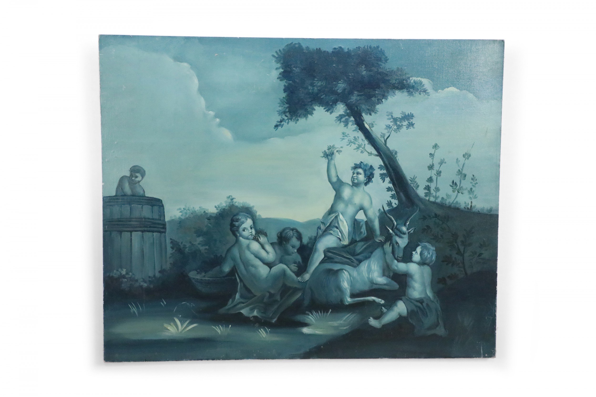 Cherub Gathering in Blue Print