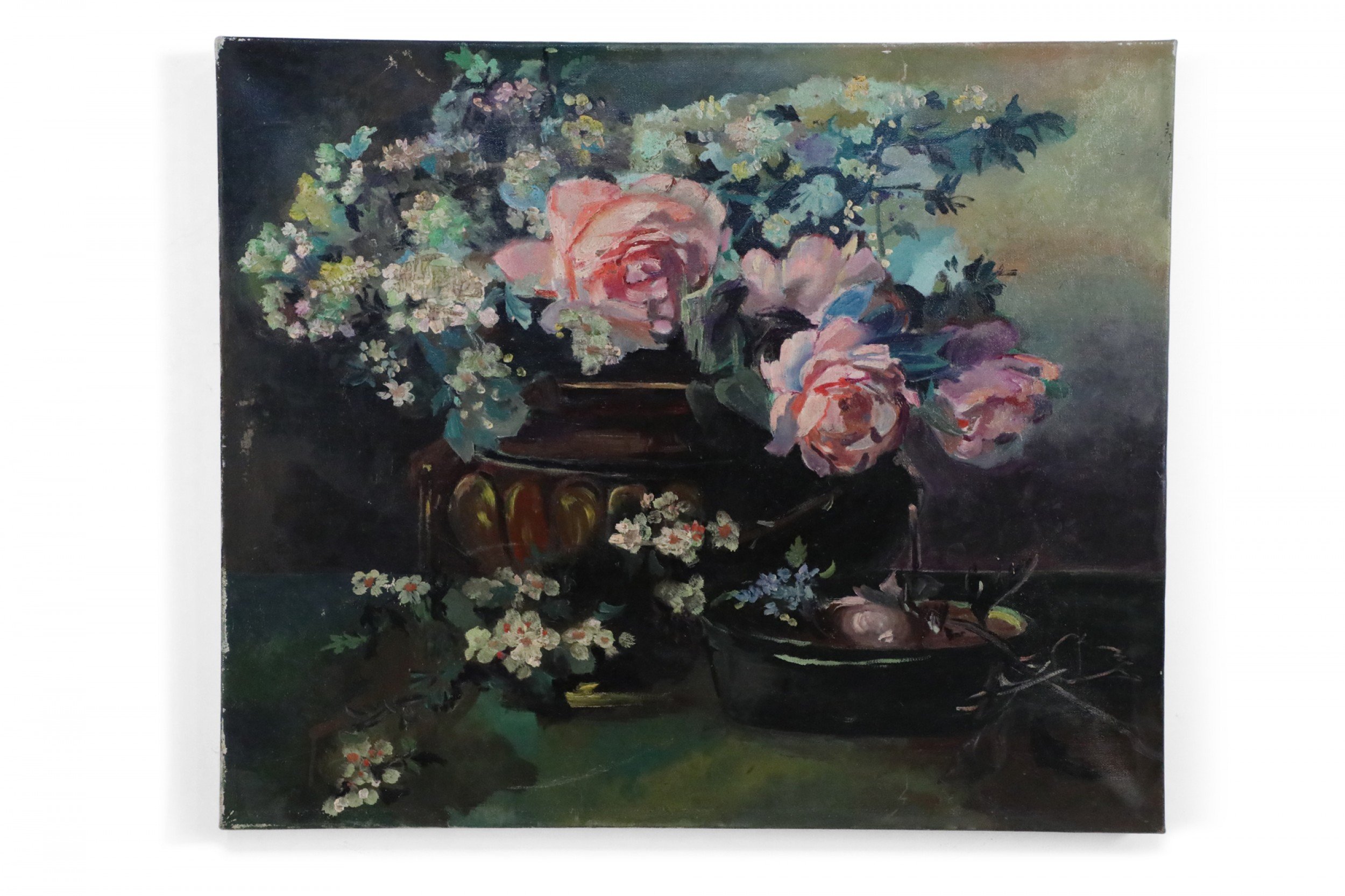 Pink Rose and Multicolor Hydrangea Arrangement Painting