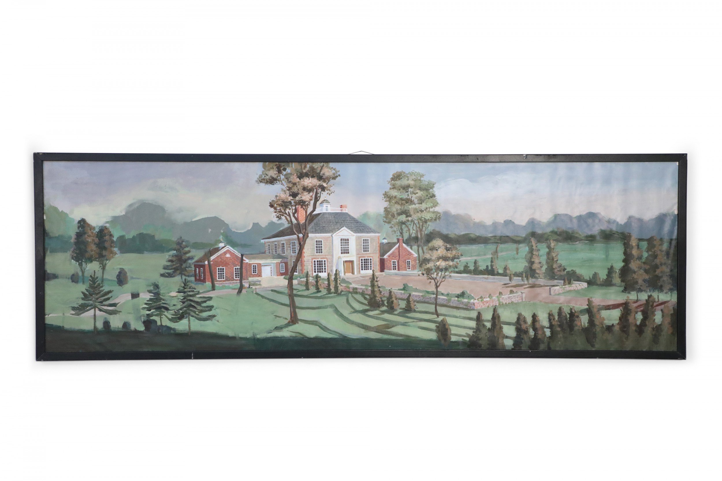 Panoramic Landscape and Manor House Painting