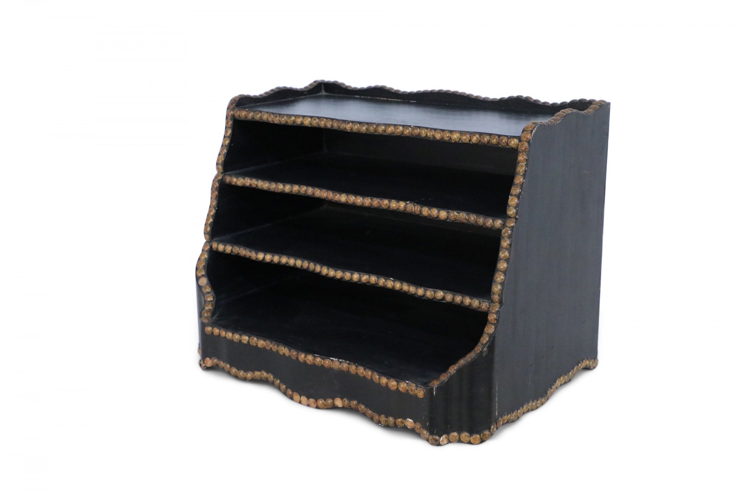 Windsor Style Black and Gold Bordered Desk Top Shelving