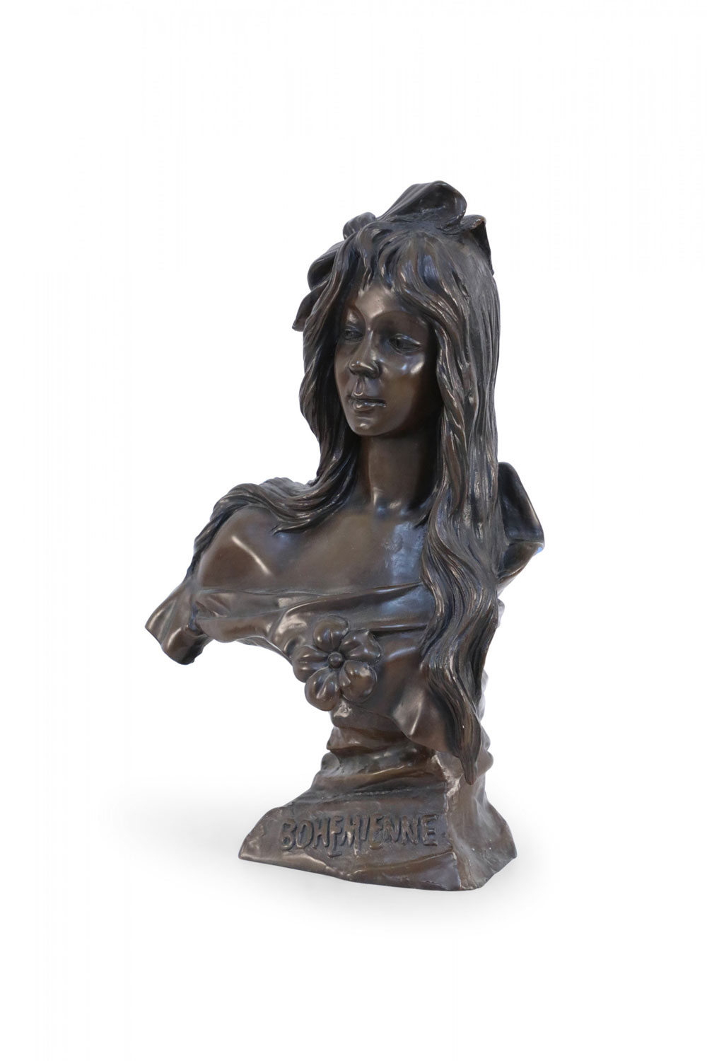 French Art Nouveau Bronze Bohemian Woman Bust