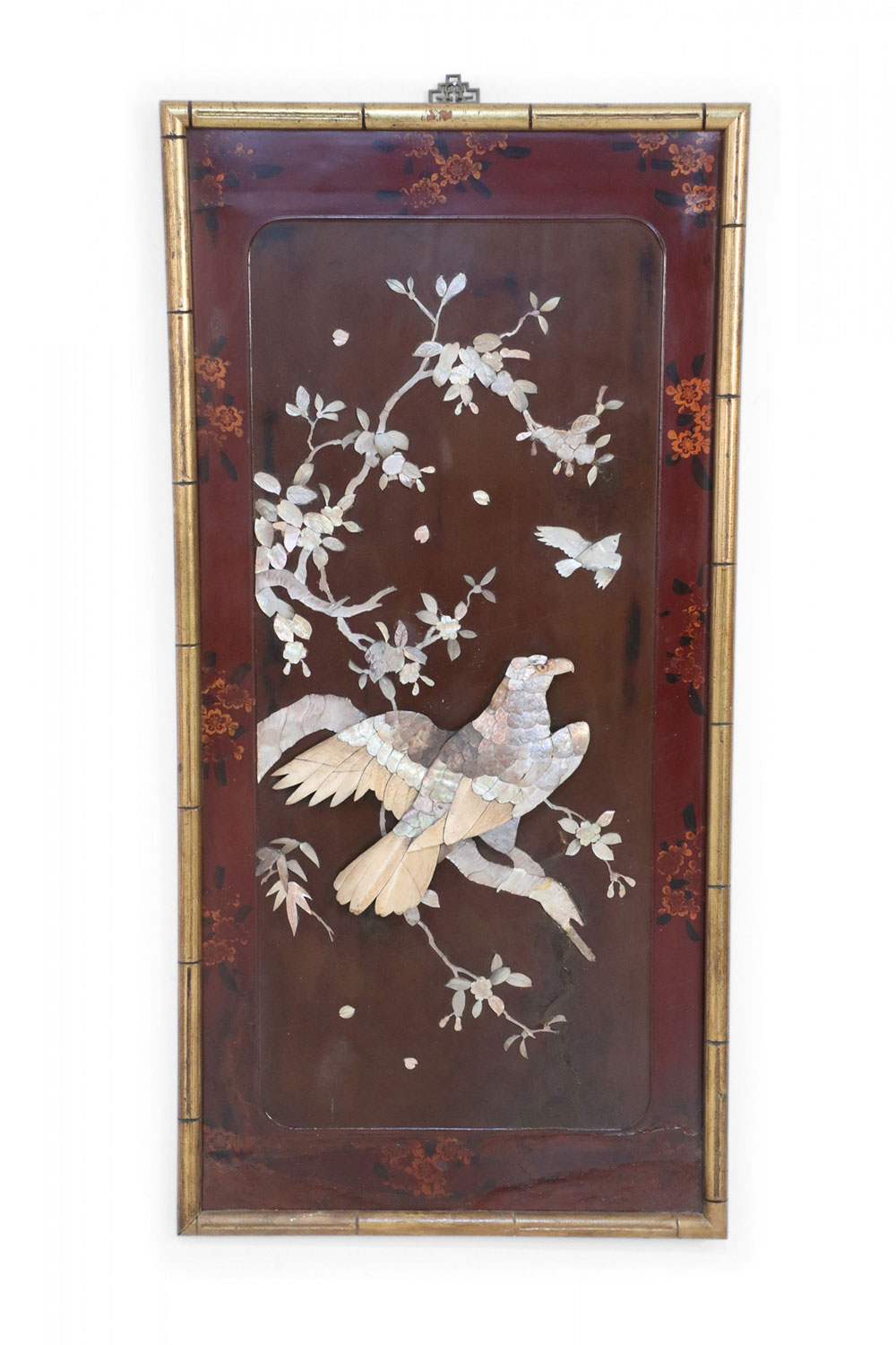 Chinese Panel Art Depicting Birds and Branches in Raised Mother of Pearl Pieces