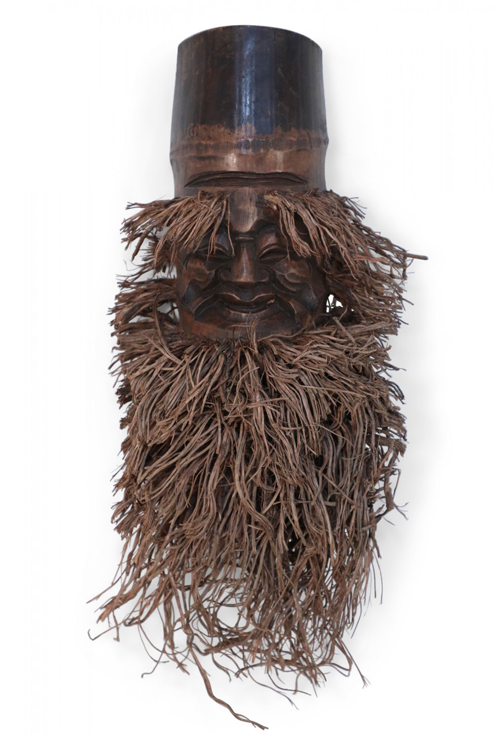 Chinese Carved Bamboo Root Face Wall Hanging 3