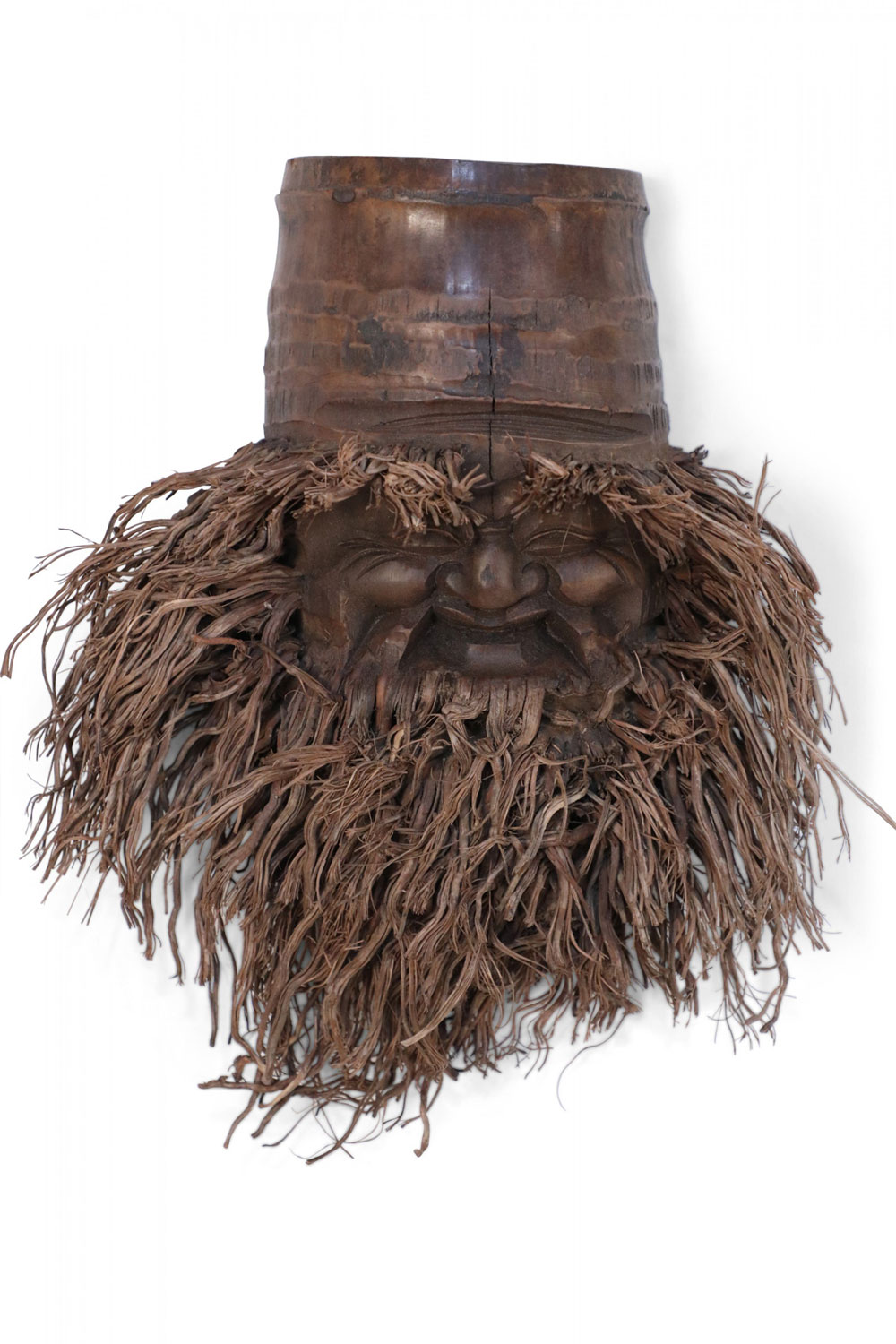 Chinese Carved Bamboo Root Face Wall Hanging 5