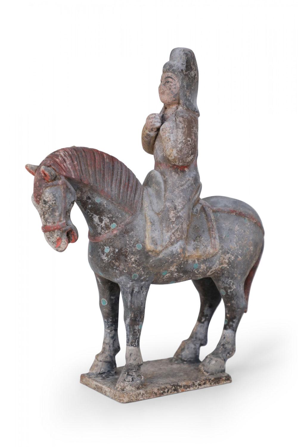 Chinese Tang Dynasty Style Horse with Rider Tomb Figure