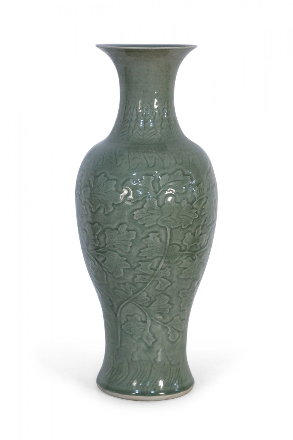 Chinese Sage and Tonal Motif Tall Porcelain Vase