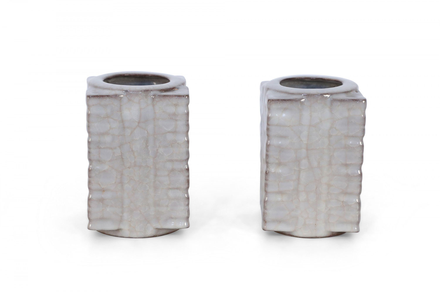 Pair of Chinese Song Dynasty Style Beige Cong Vases