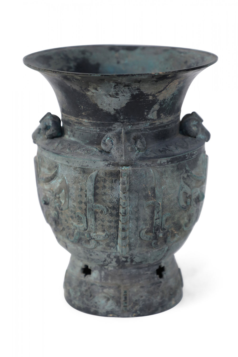 Antique Chinese Han Dynasty Style Bronze Fluted Urn