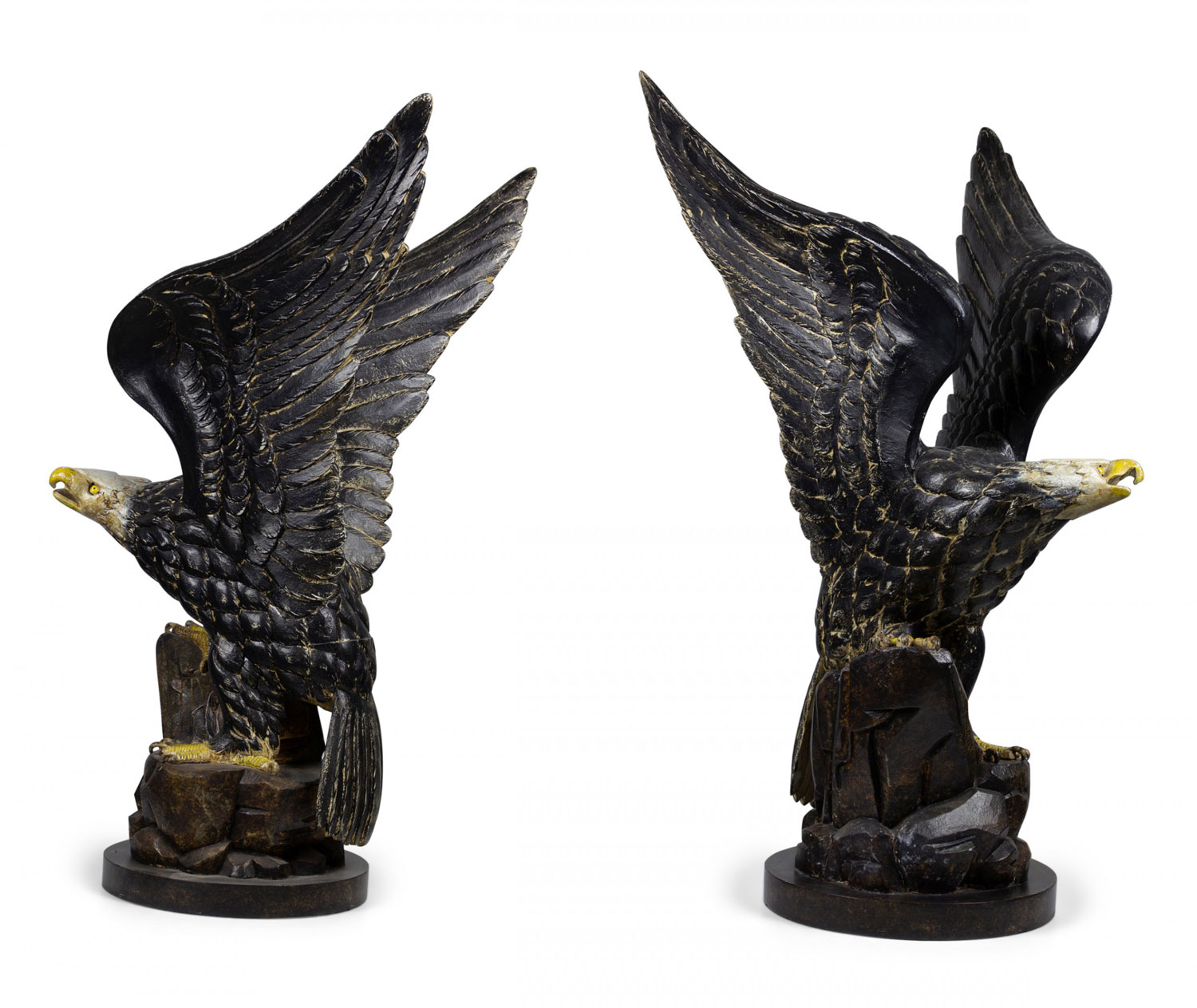 Pair of American Federal Style Carved Painted Bald Eagle Sculptures