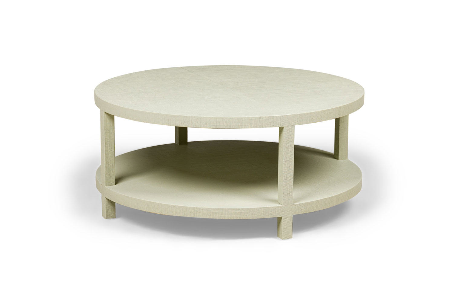 Asian contemporary style sage wrapped raffia round coffee table 