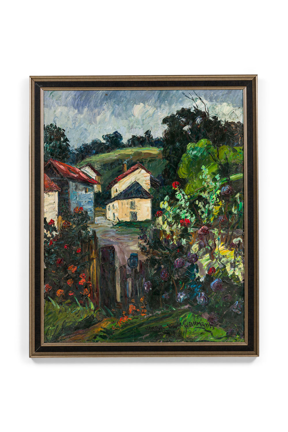 Nandor vagh weinmann french mid century expressionist oil on canvas titled house and landscape 