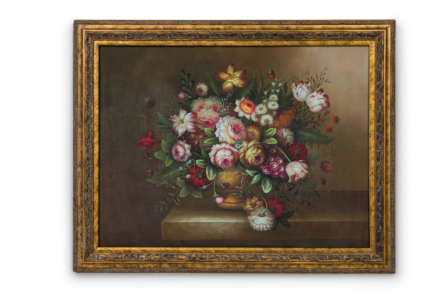 French victorian oil on canvas painting titled still life 1 