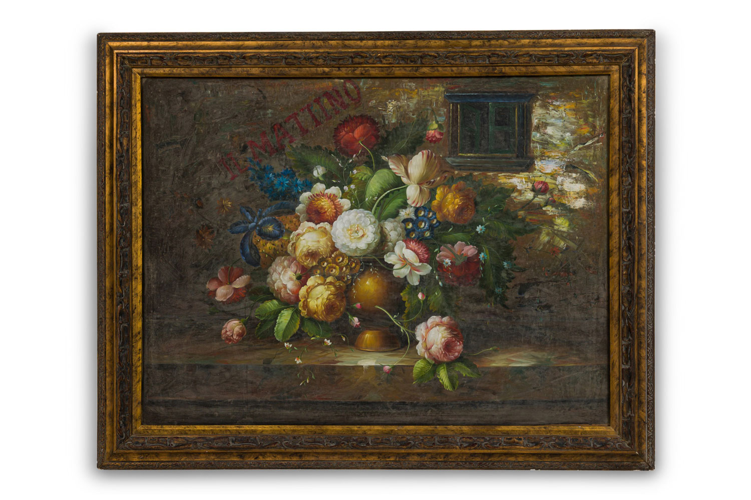 French victorian oil on canvas painting titled still life 2 