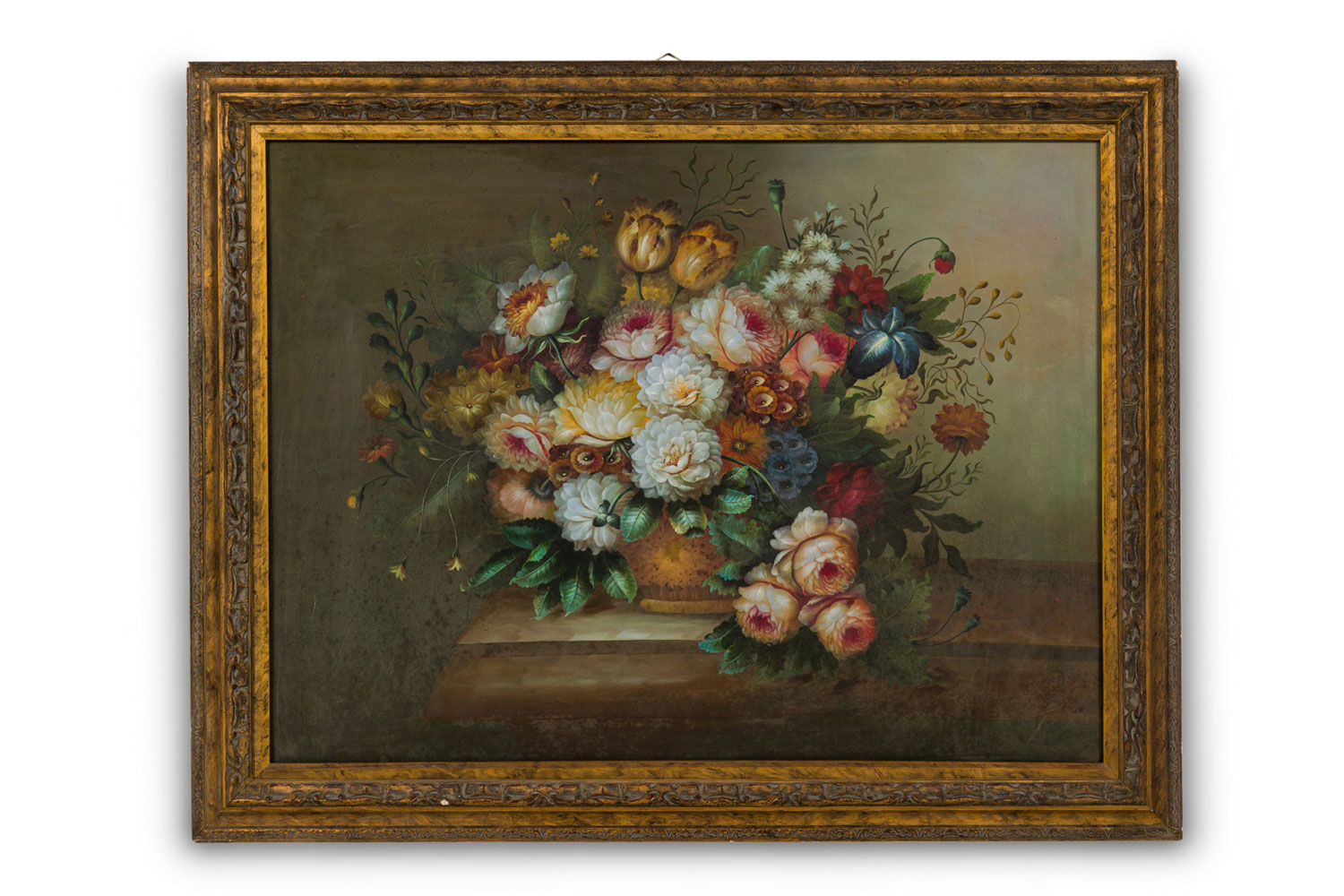 French victorian oil on canvas painting titled still life 4 