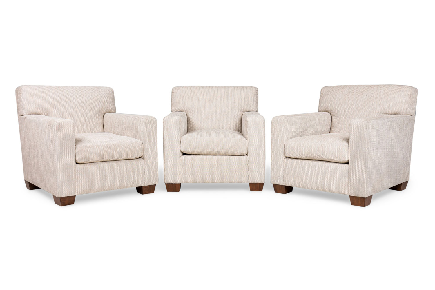 Set of 3 jean michel frank american contemporary beige textured club chairs 