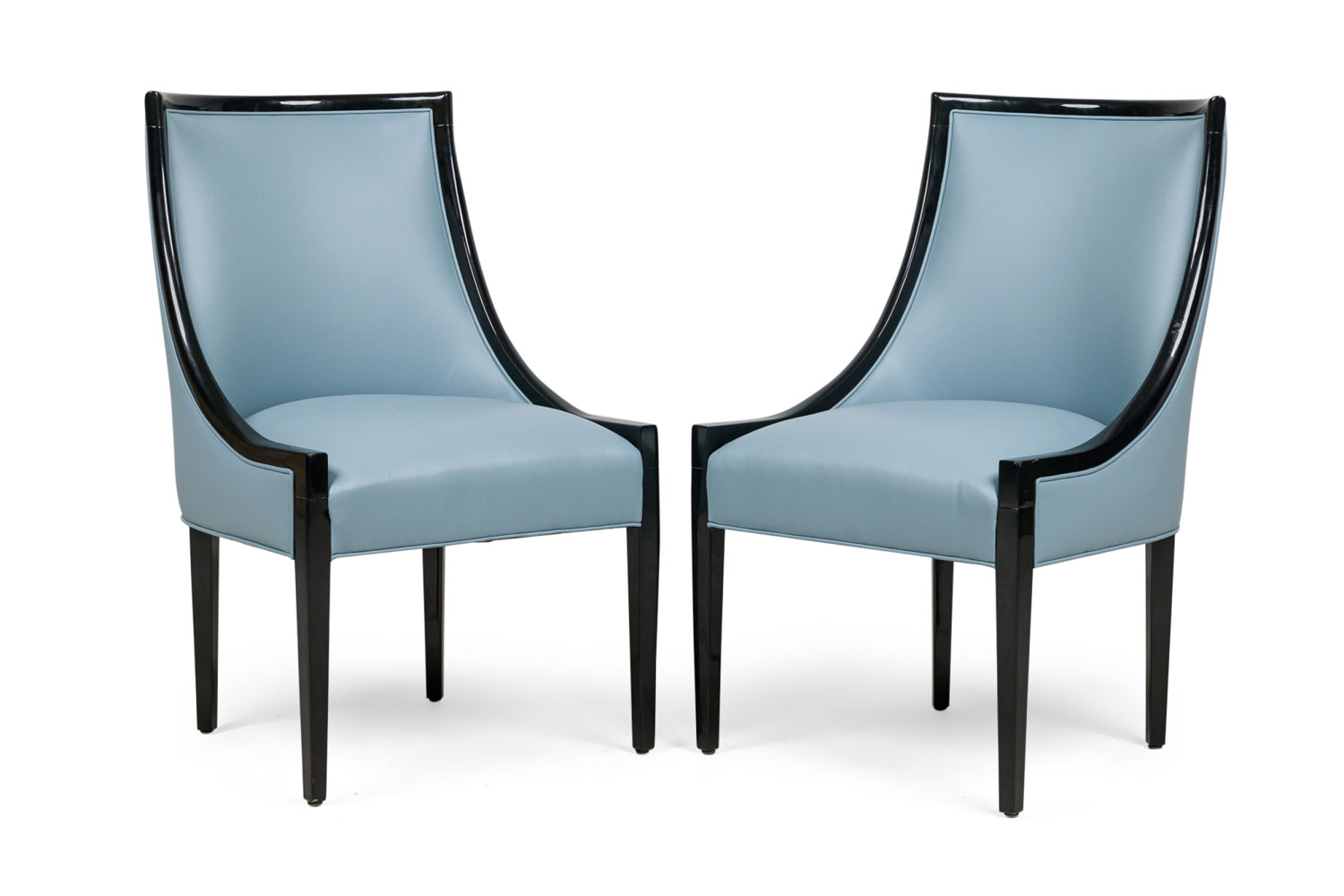 Set of 10 american contemporary blue leather armchairs 