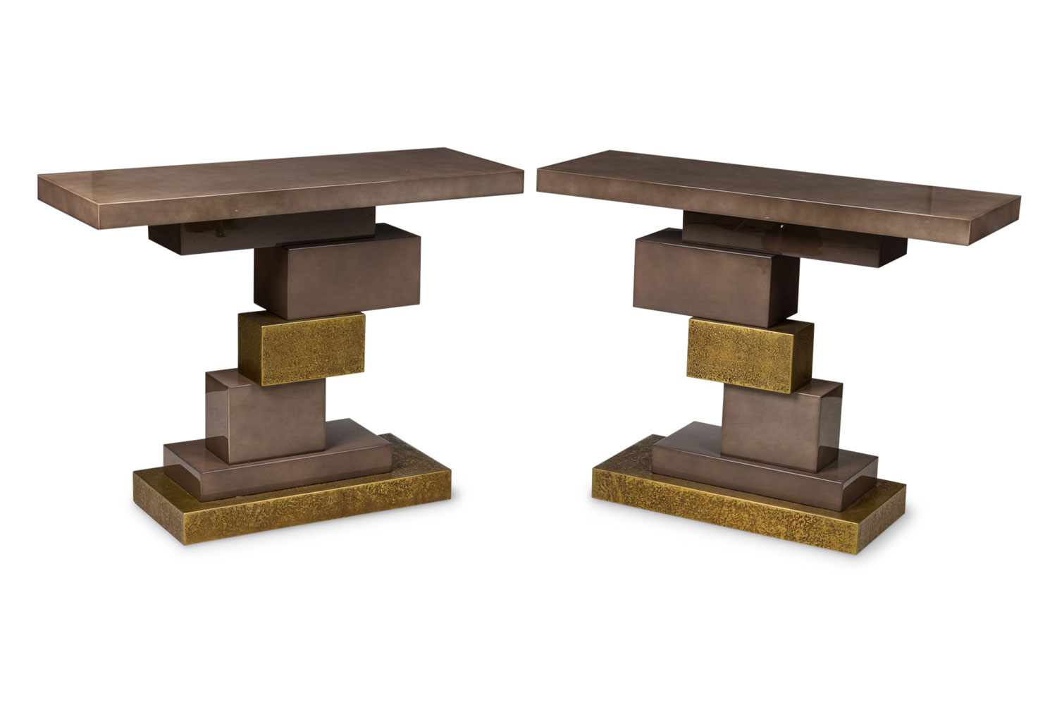 Pair of herve van der straeten french mid century console 