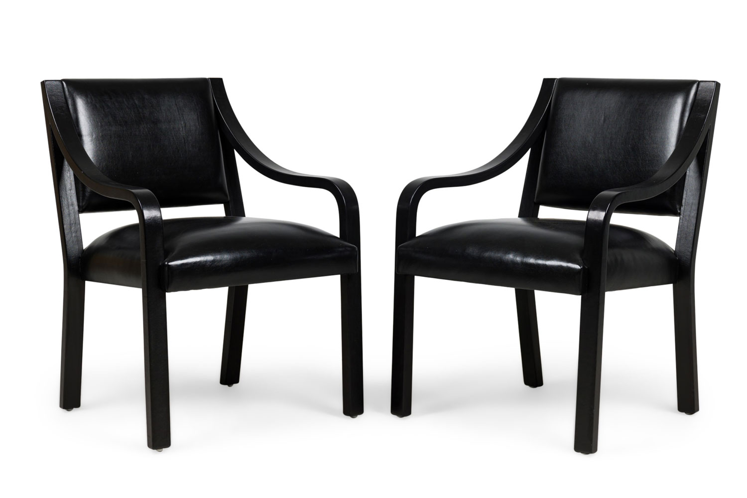 Set of 4 karl springer ltd american mid century black leather armchairs 