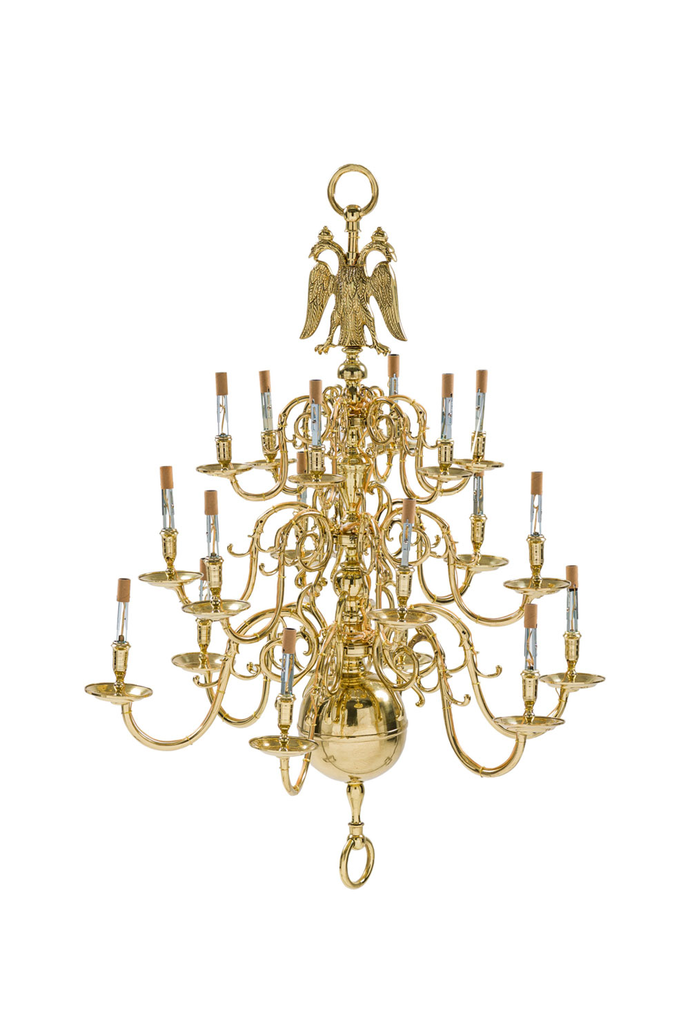 Dutch continental three tiered 18 light chandelier 