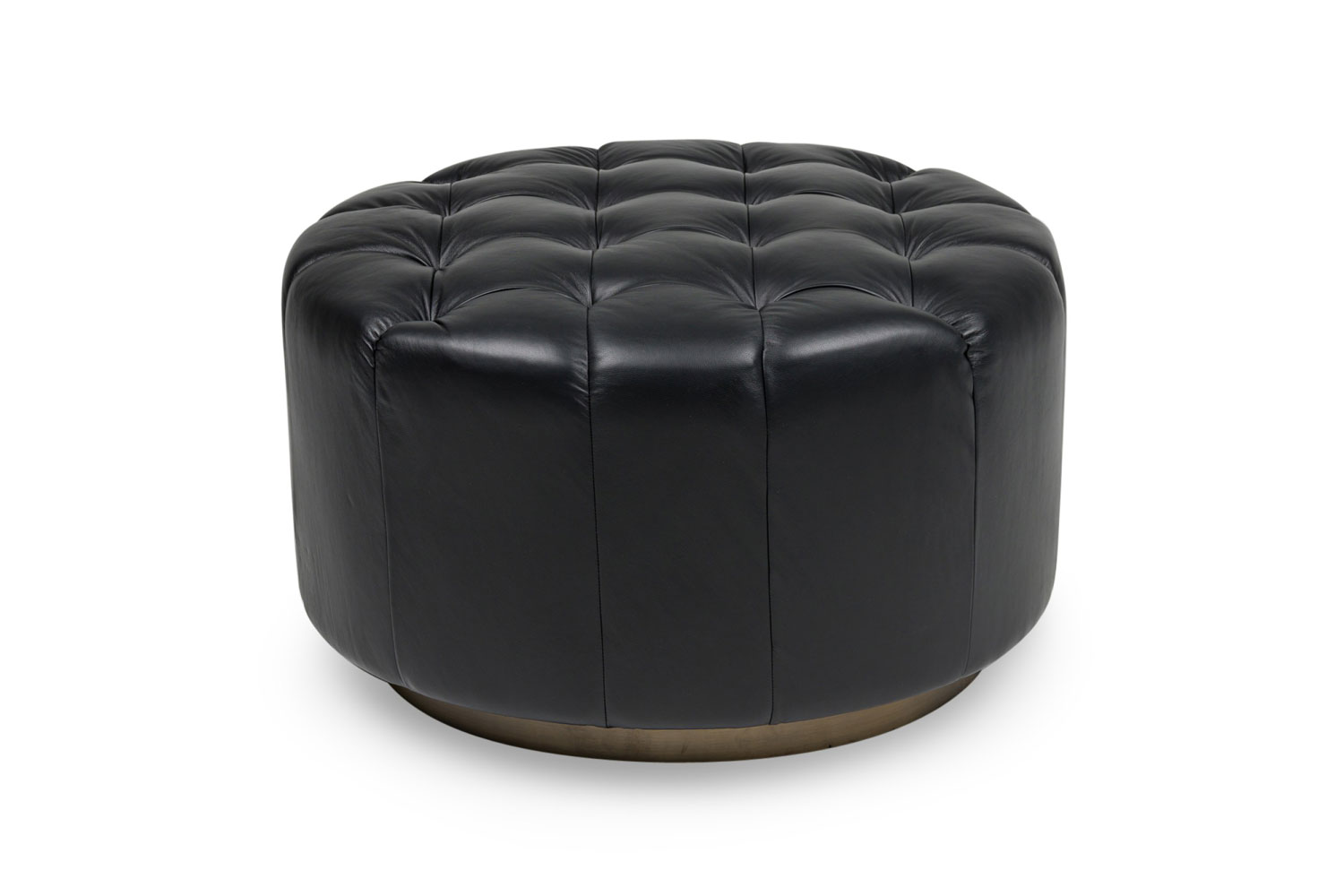 American contemporary tufted black ottoman 