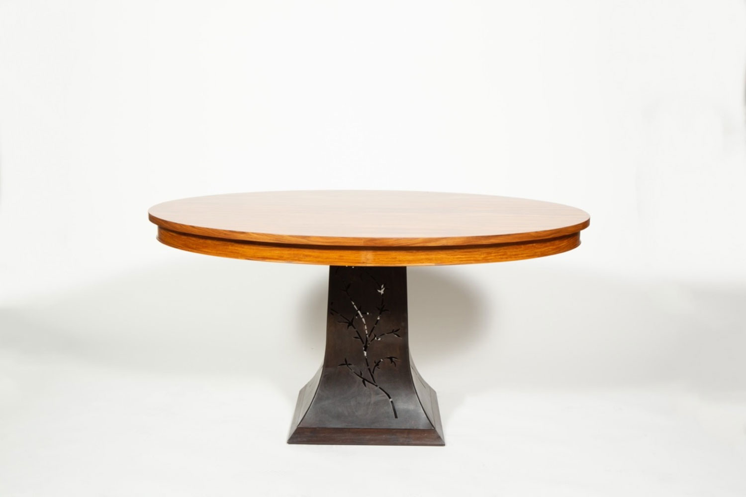 American mid century bolivian rosewood and steel center table 