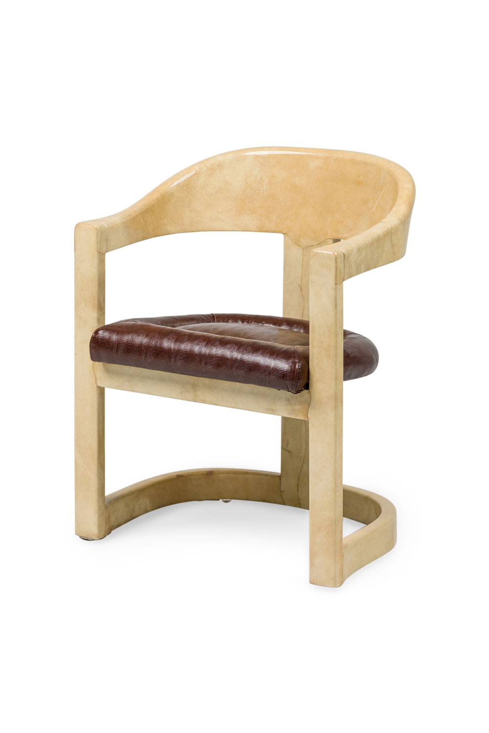 Karl springer style armchair goatskin parchment and shagreen