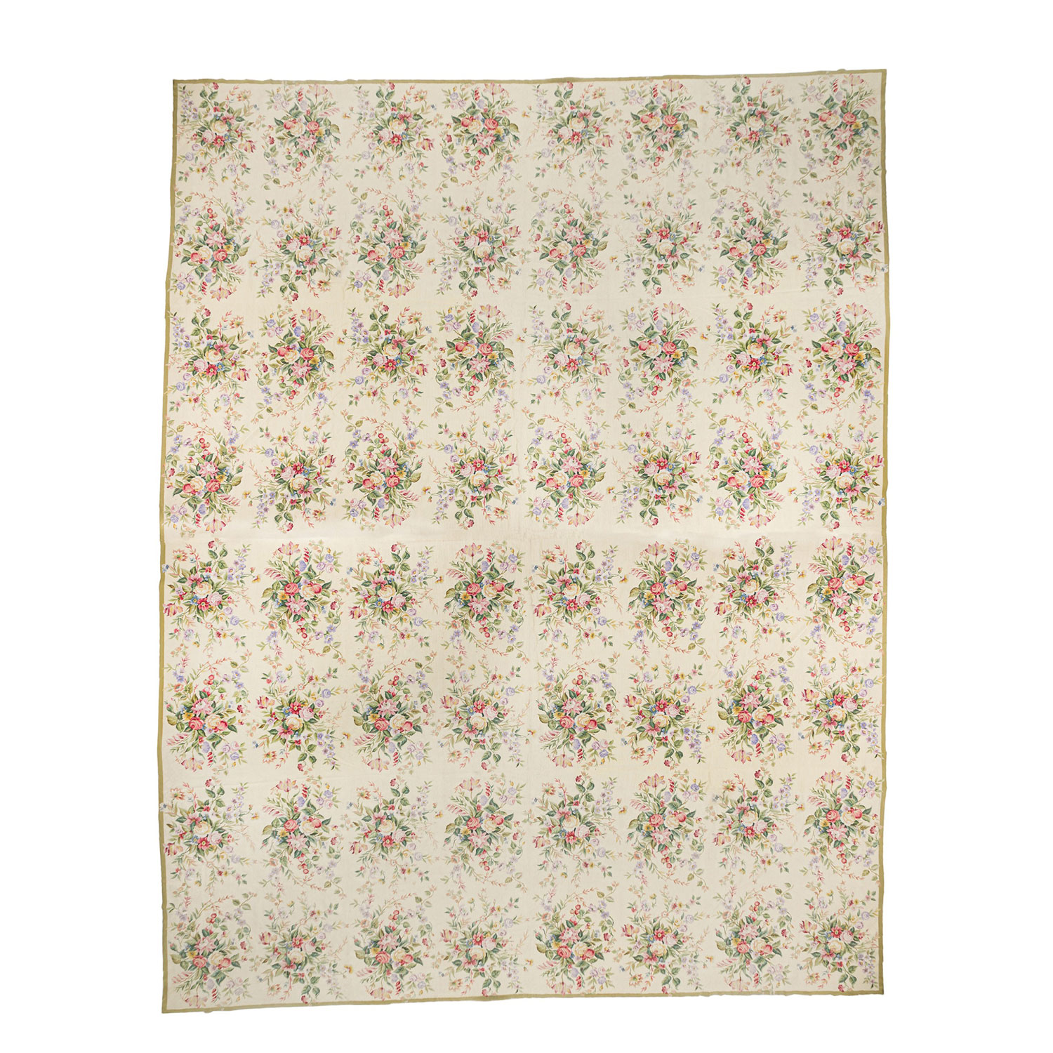 Chinese beige and floral needlepoint rug
