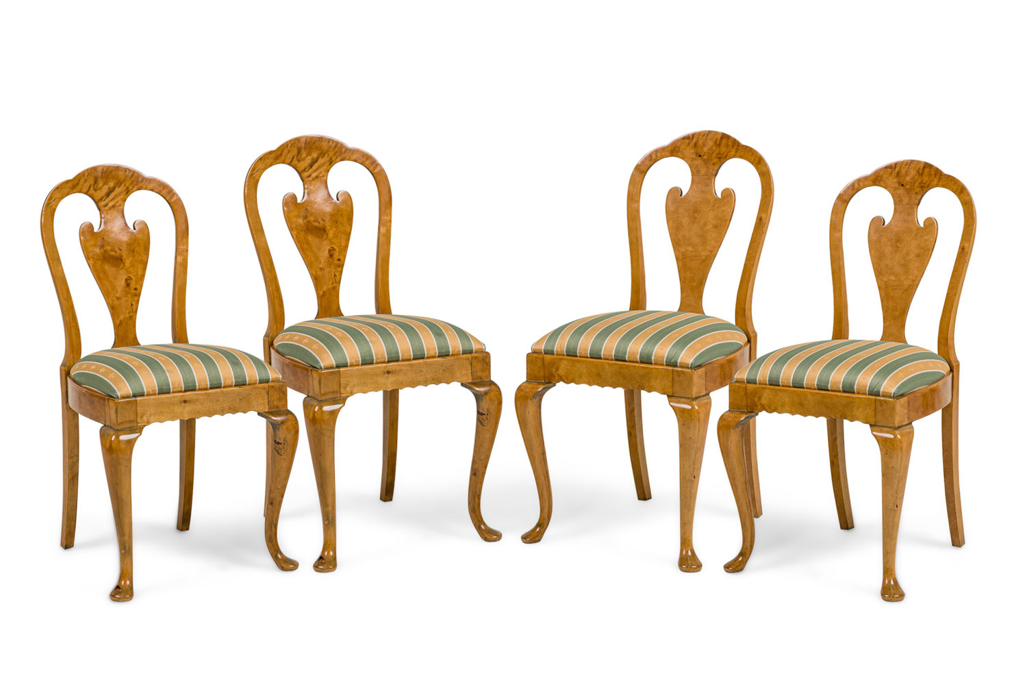 Set of 4 english queen anne style side chairs 
