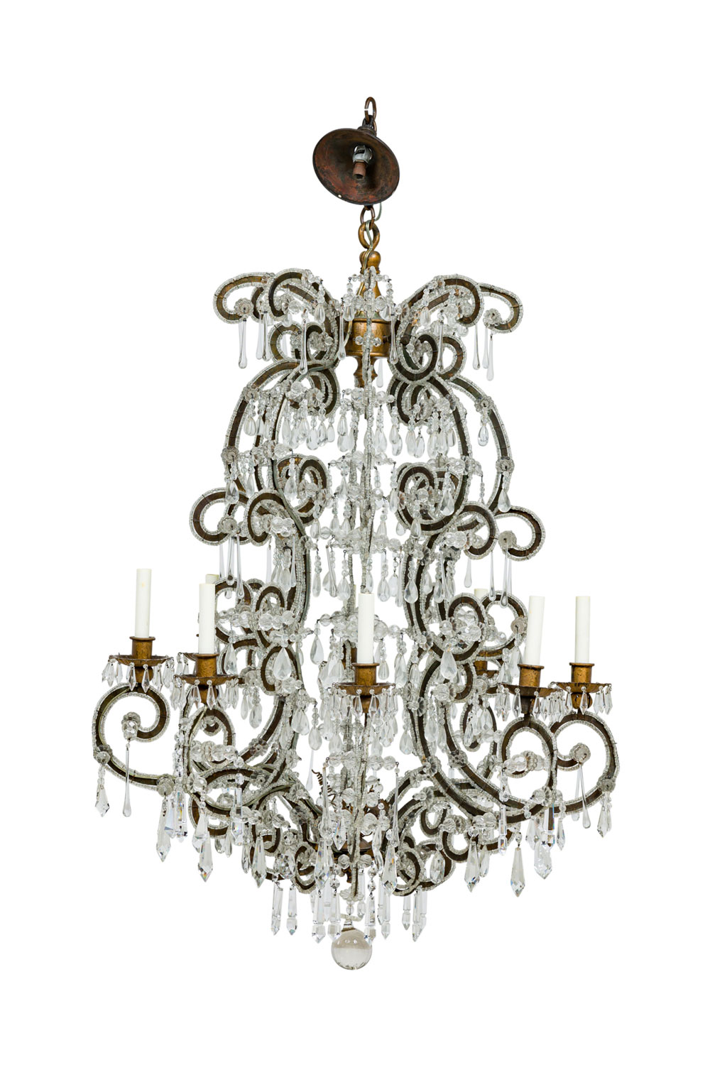 French rococo style 8 arm crystal chandelier