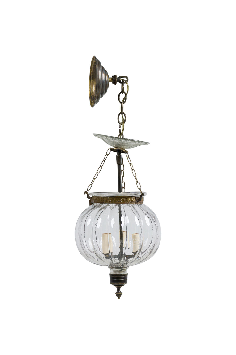 Belgian 20th century 3 arm bell jar chandelier