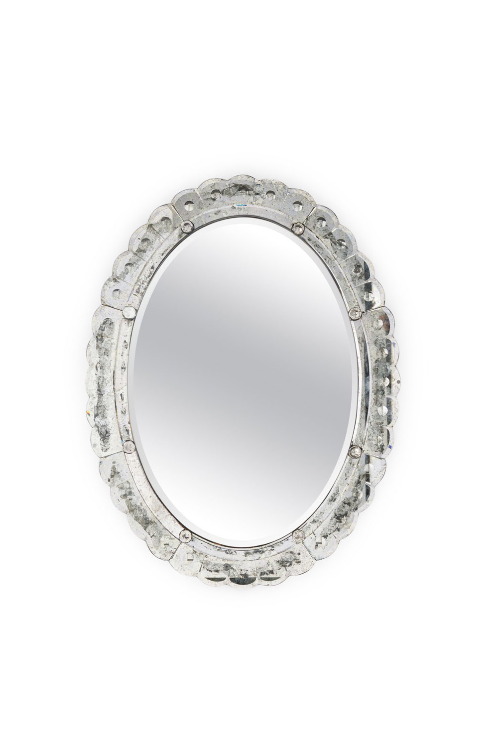 Italian mid century oval form murano wall mirror