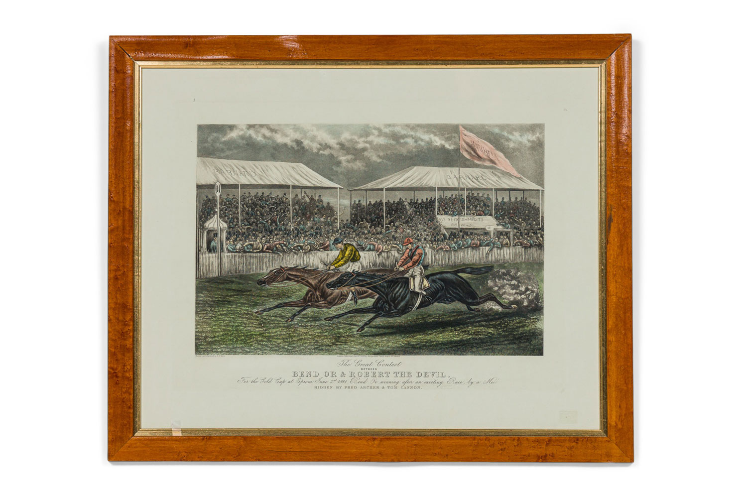 English victorian lithograph of an equestrian scene