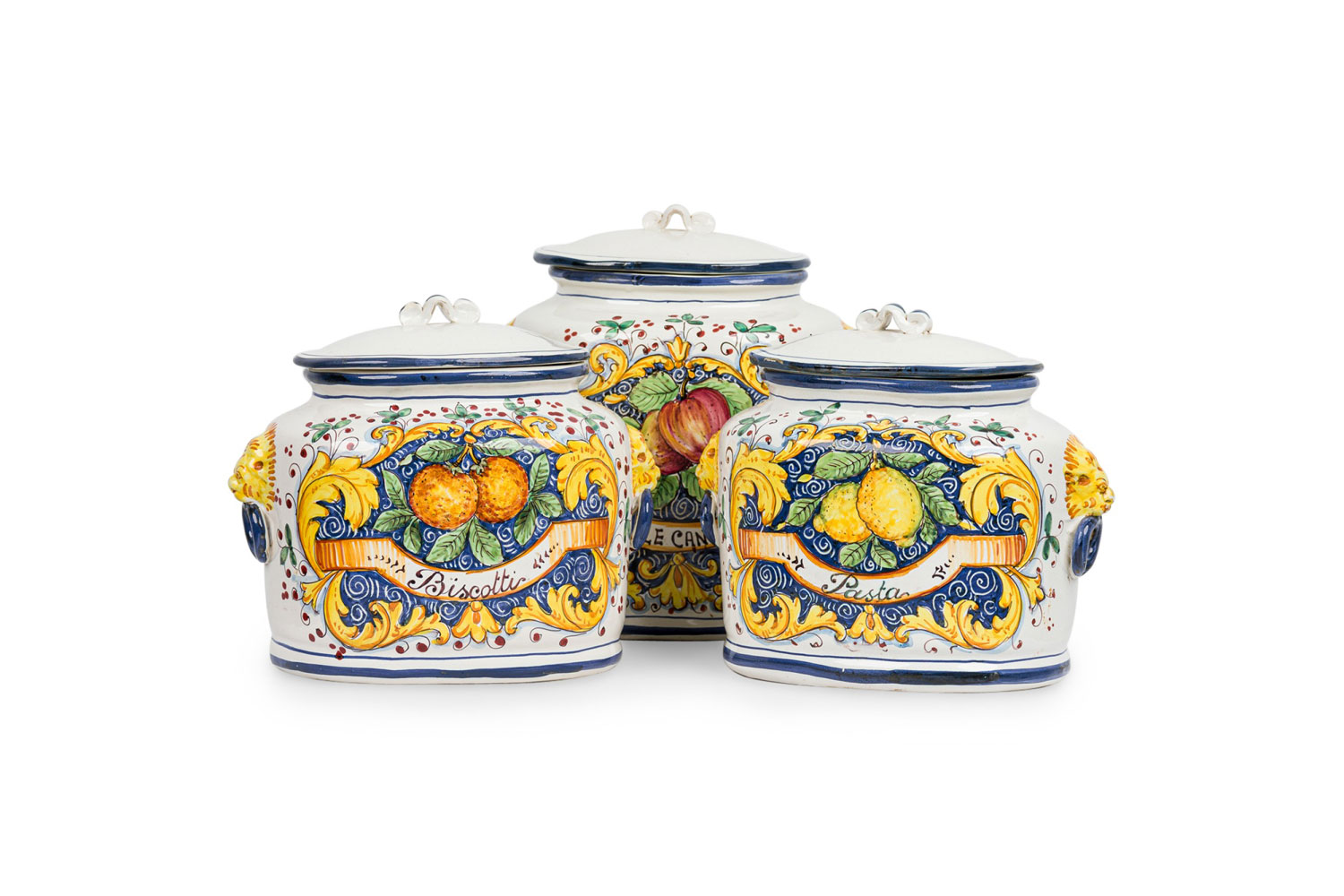 Set of 3 italian ceramic canisters 